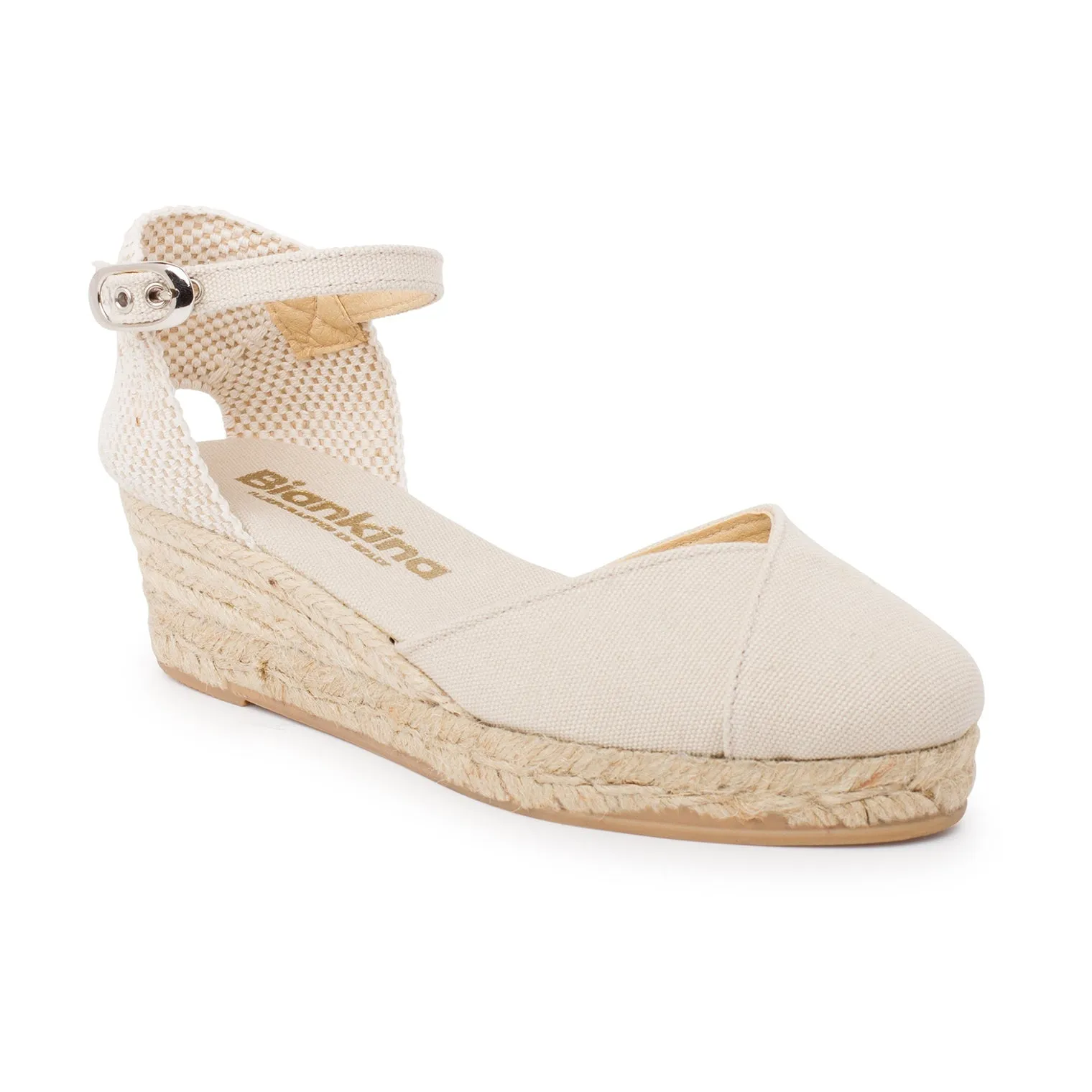 Girona Eco Canvas Vegan Espadrille Wedges - Beige Tan