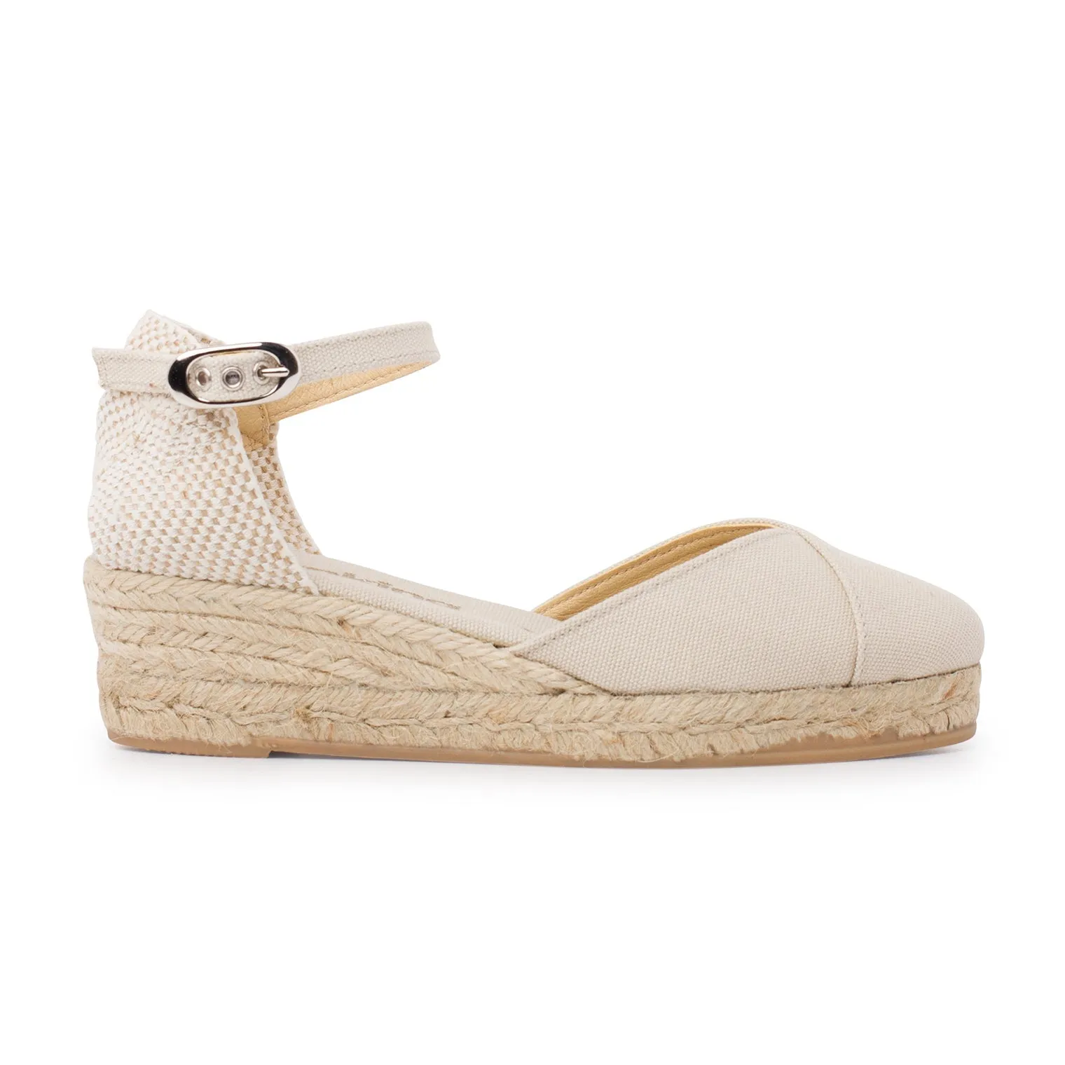 Girona Eco Canvas Vegan Espadrille Wedges - Beige Tan