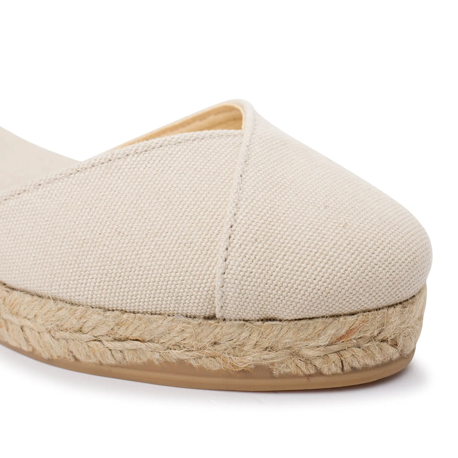 Girona Eco Canvas Vegan Espadrille Wedges - Beige Tan