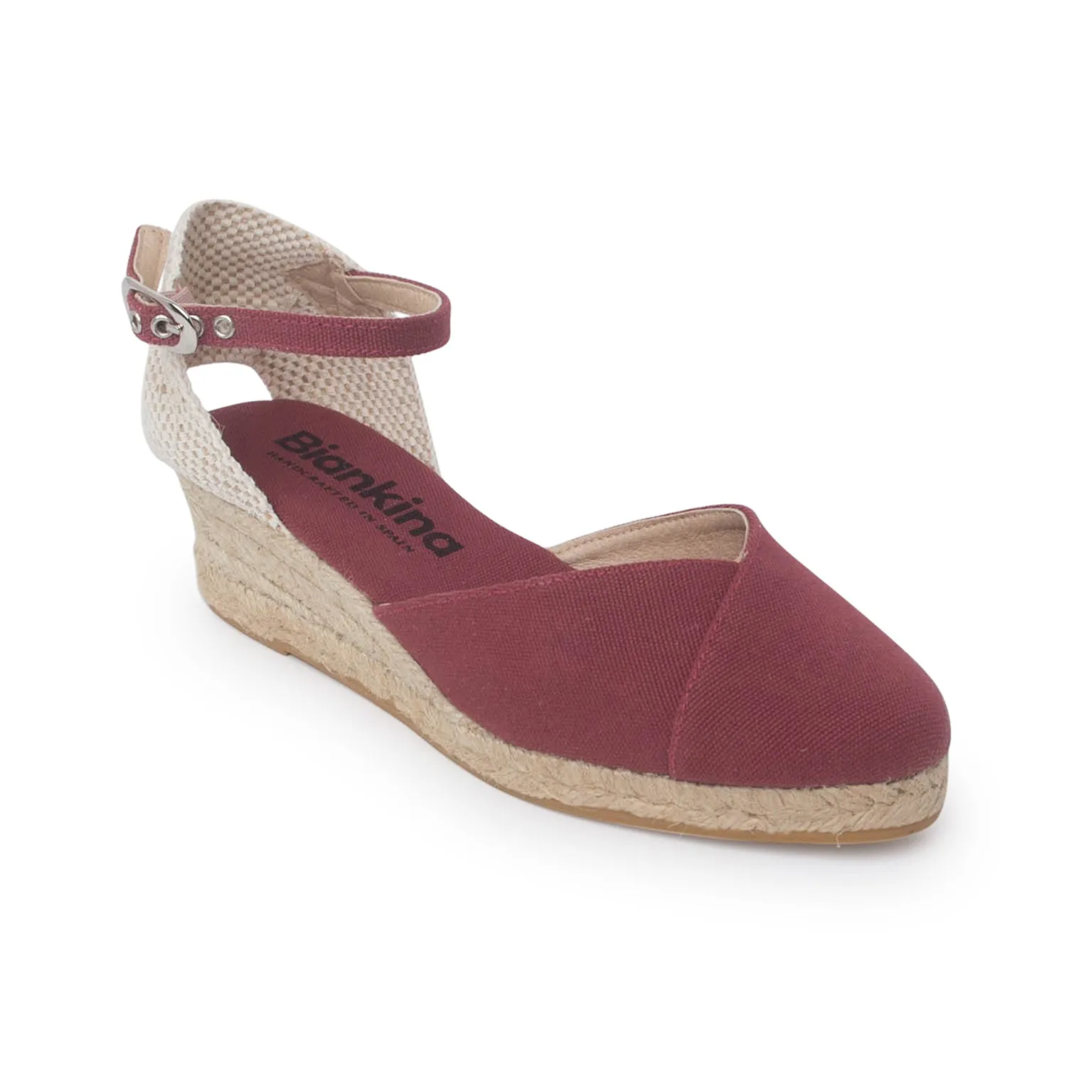 Girona Eco Canvas Vegan Espadrille Wedges - Garnet Red