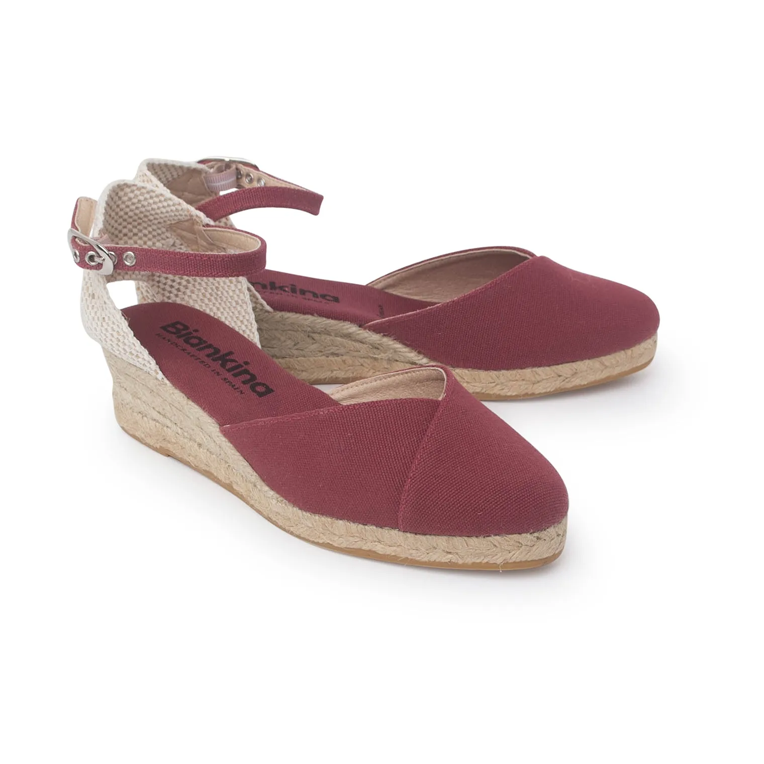 Girona Eco Canvas Vegan Espadrille Wedges - Garnet Red