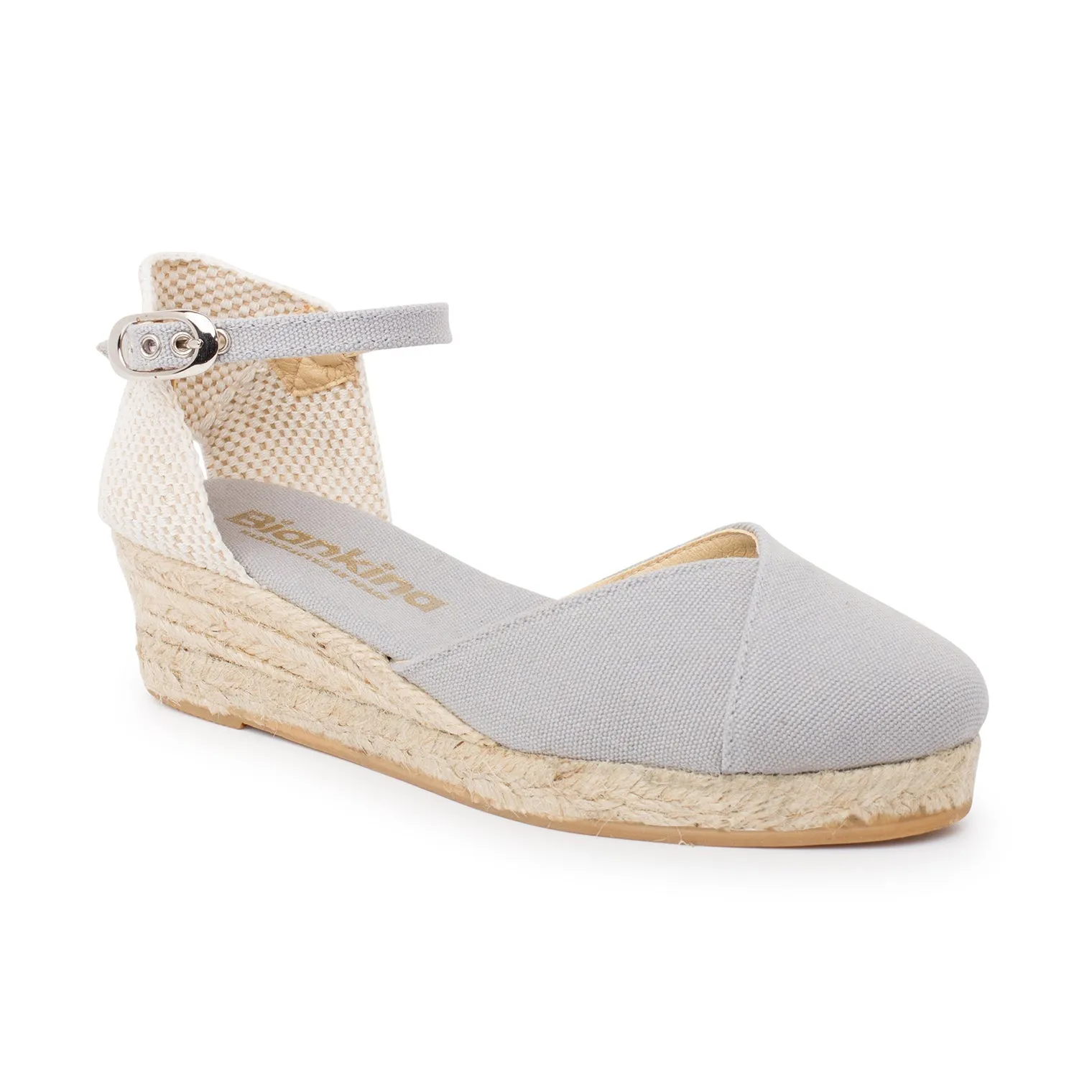 Girona Eco Canvas Vegan Espadrille Wedges - Grey