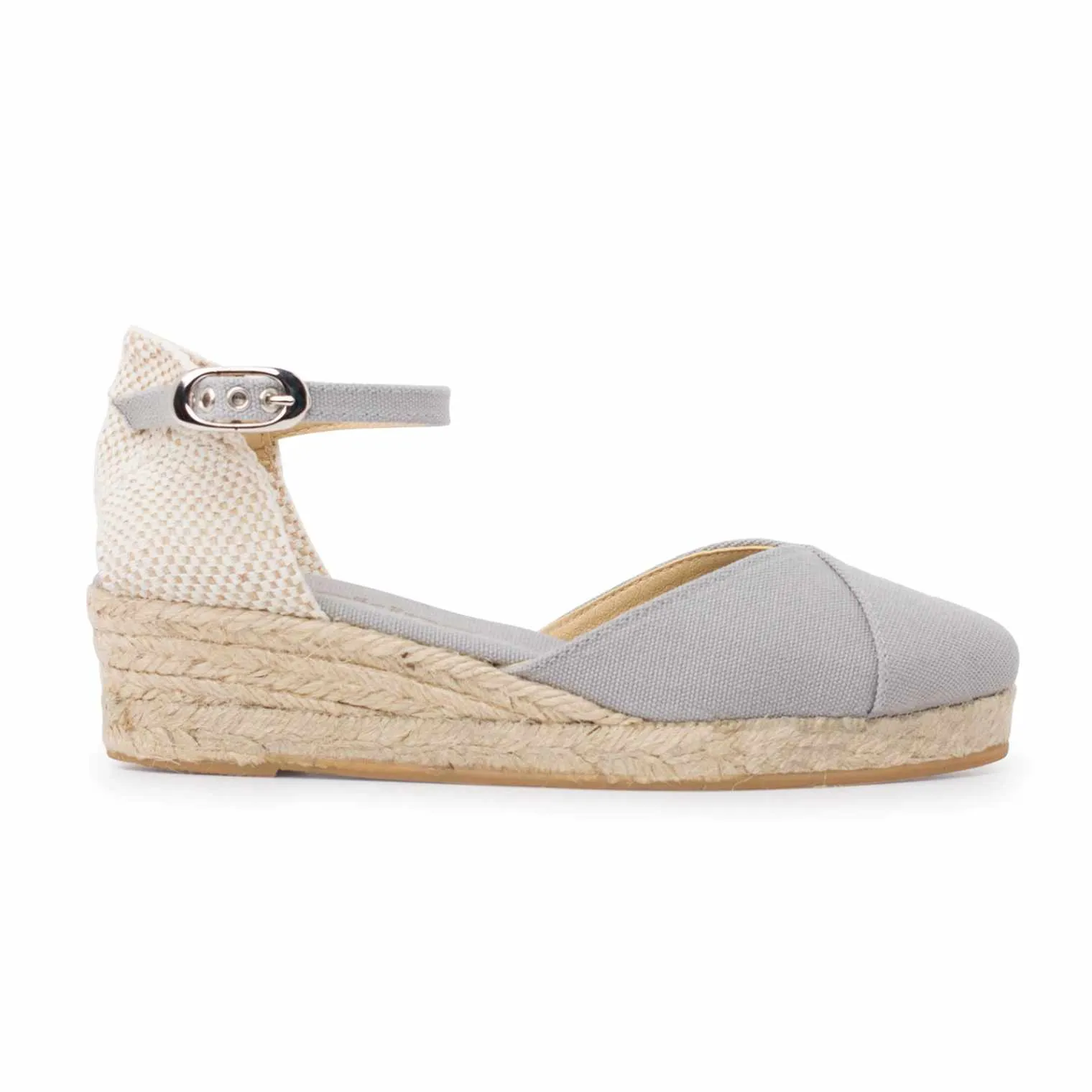 Girona Eco Canvas Vegan Espadrille Wedges - Grey