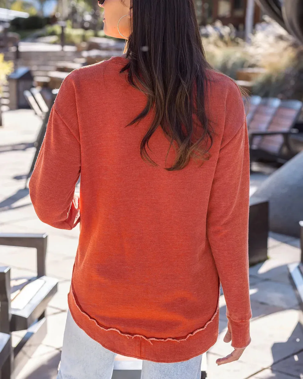 Grace & Lace Vintage Washed Tunic Sweatshirt - Orange