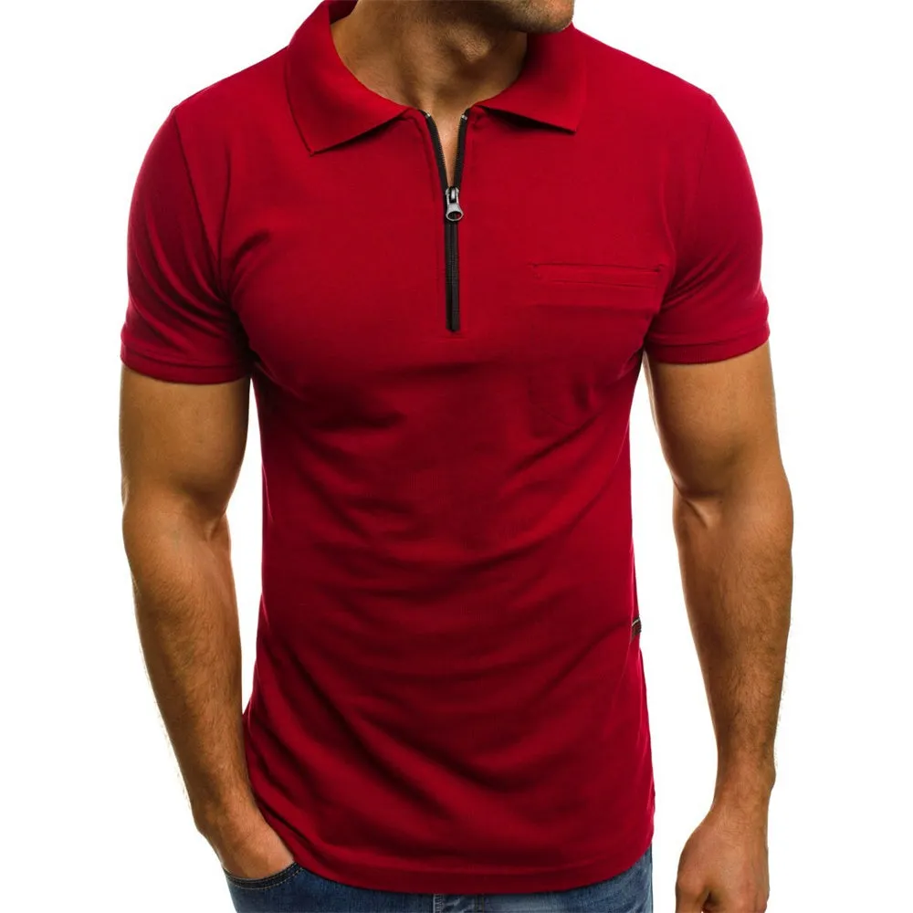 Grey & Navy & Maroon Polo Shirt Zip Closure Polo