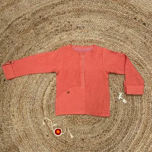 Handwoven Linen Kurta-Orange