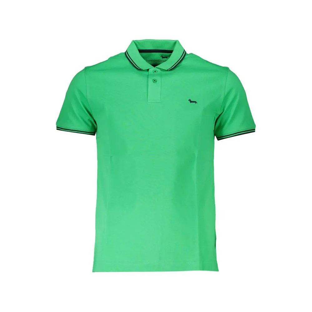 Harmont & Blaine Chic Green Cotton Polo with Contrast Detailing