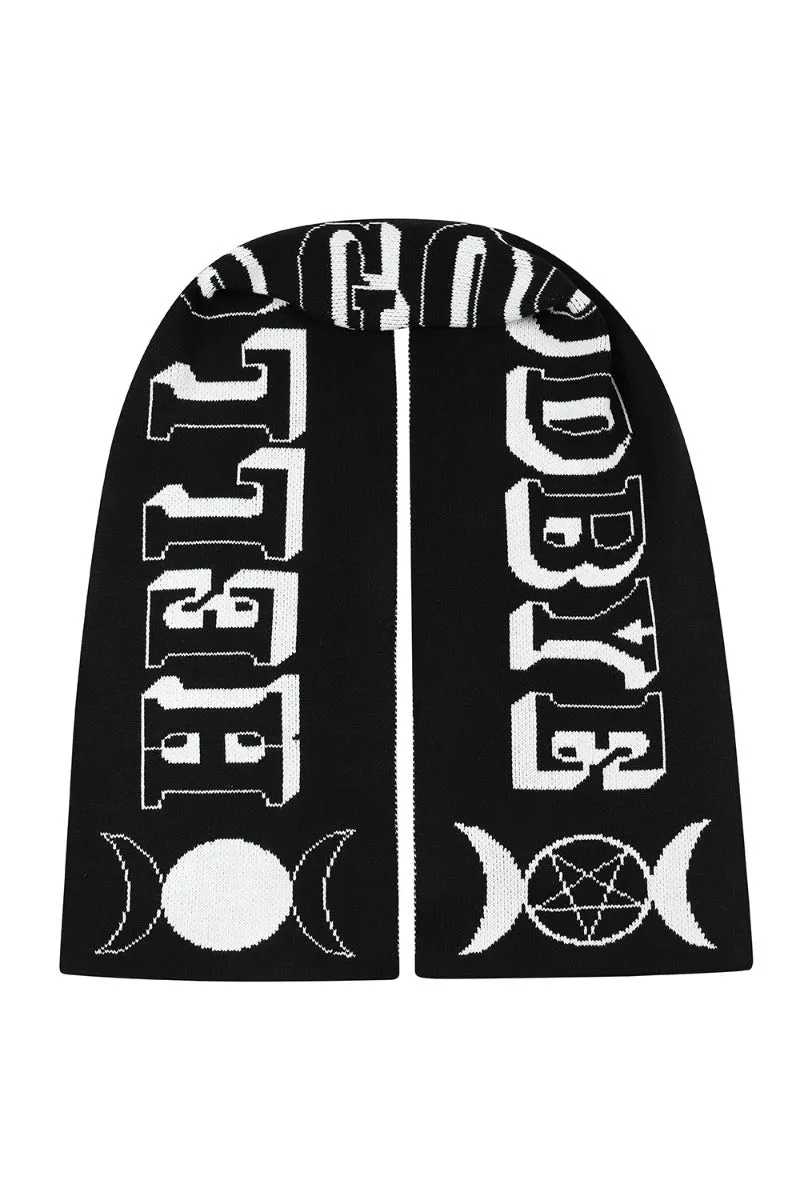 Hell Bunny Hello Goodbye Chunky Large Knitted Scarf Ouija Halloween