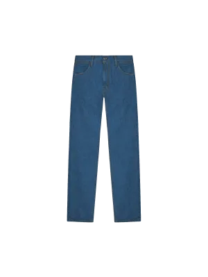 Hemp Denim Straight-Leg Jeans—mid wash