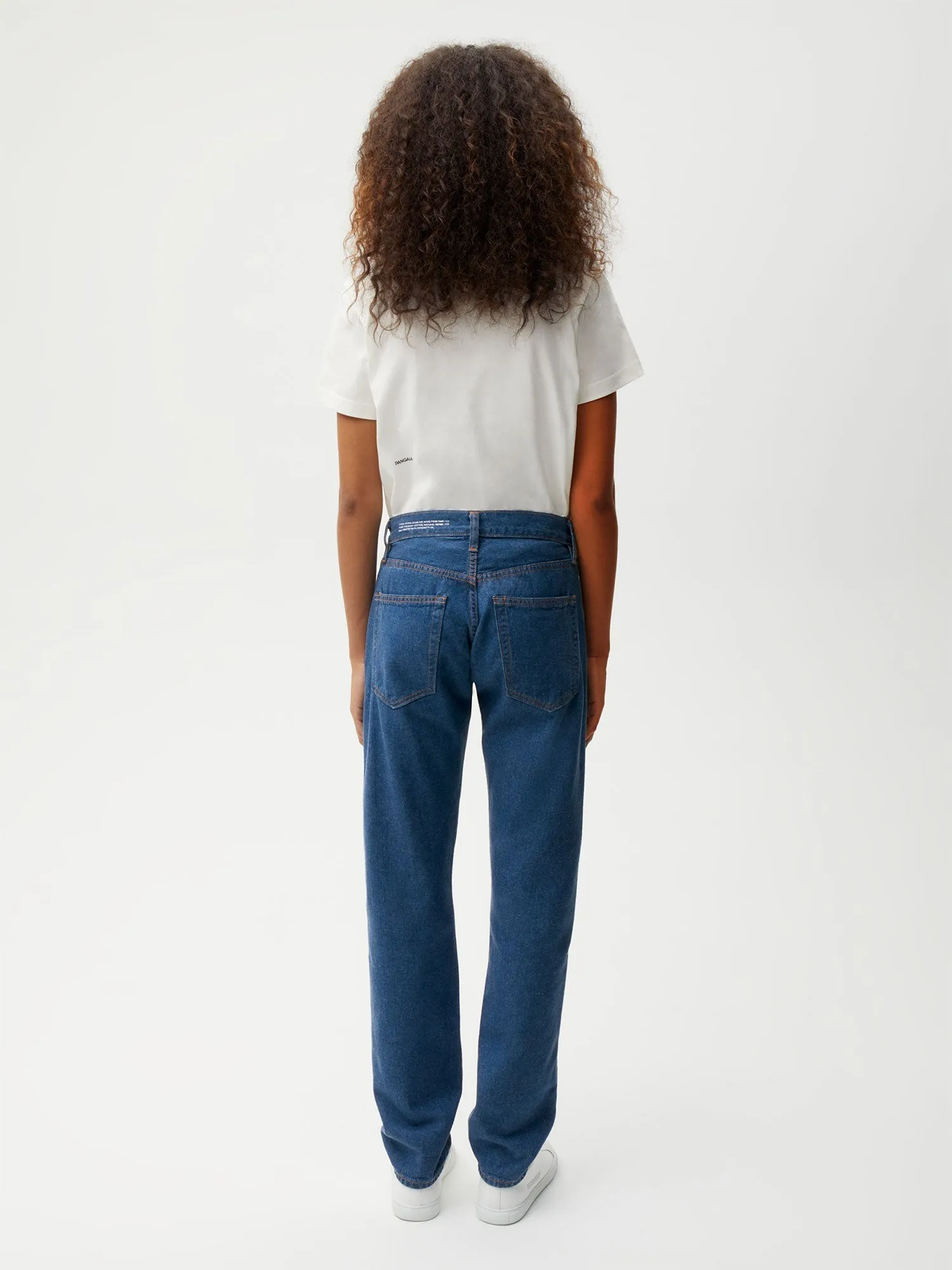 Hemp Denim Straight-Leg Jeans—mid wash