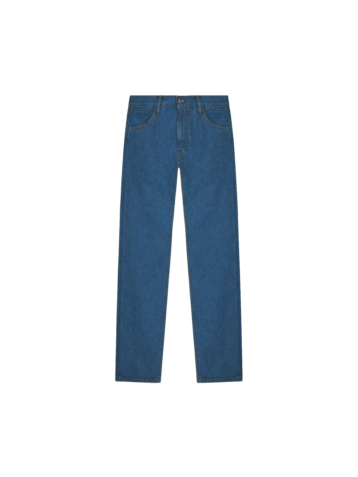 Hemp Denim Straight-Leg Jeans—mid wash