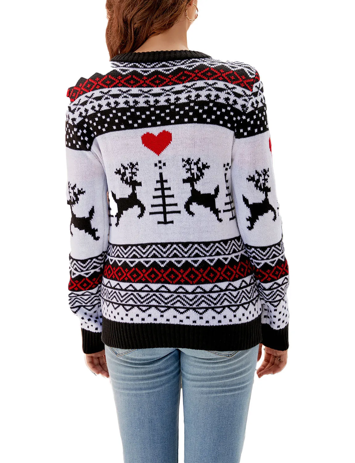 iB-iP Women's Christmas Pullover Sweater Casual Long Sleeve Cozy Top