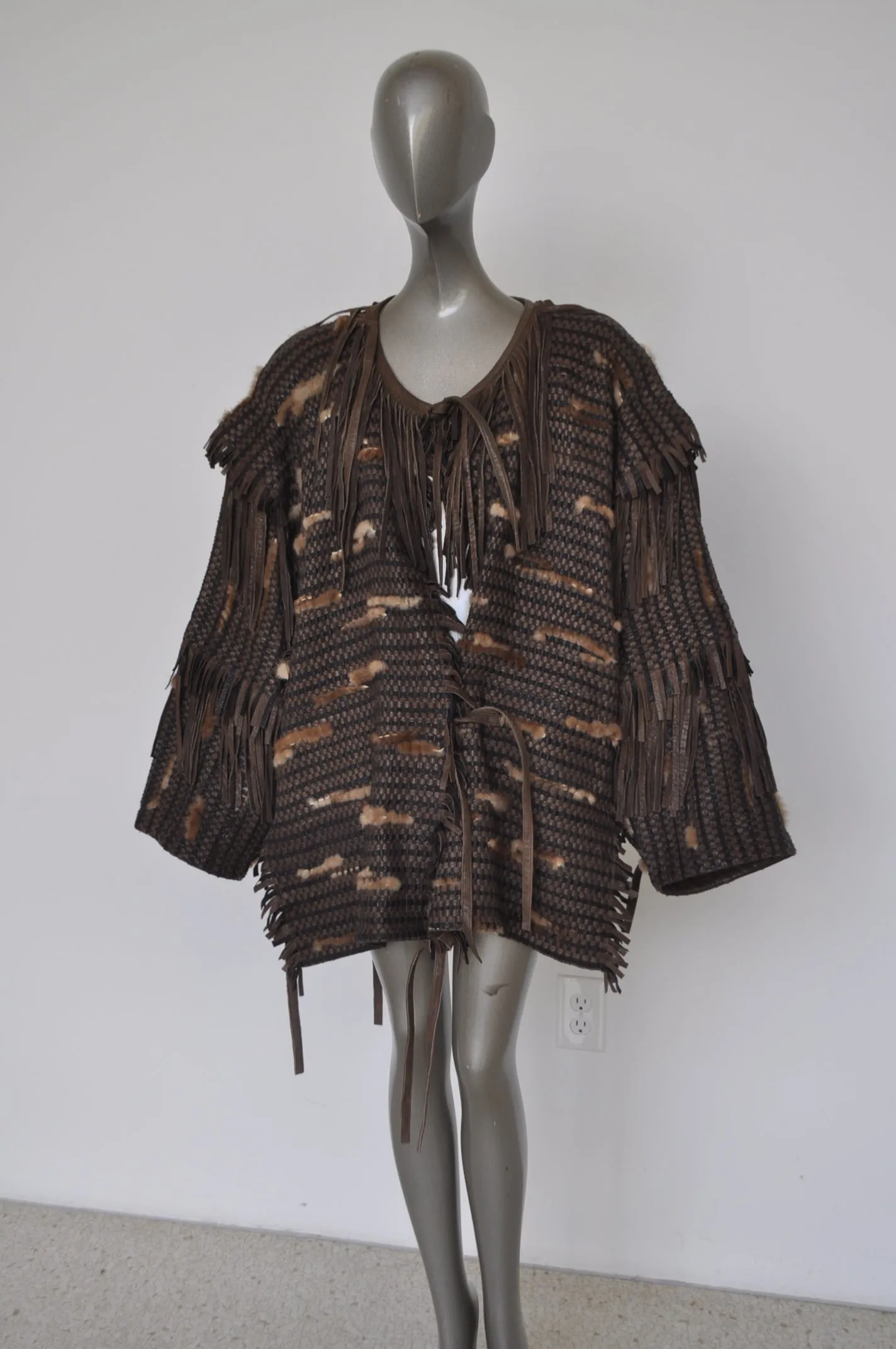 Issey Miyake Plantation collection leather knit cardigan super rare circa 1987