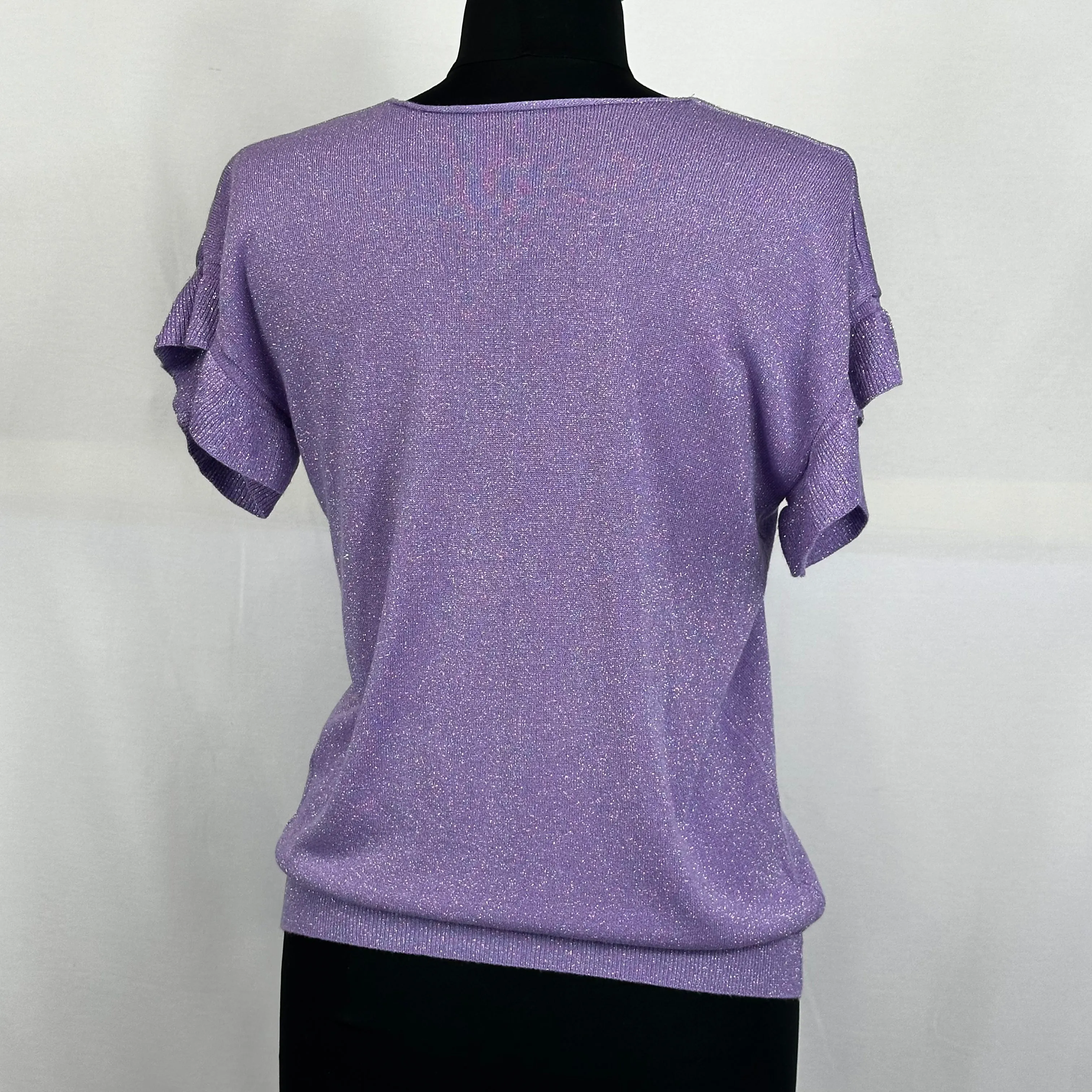 Italian Soft Shimmer Top with Ruffled Sleeves