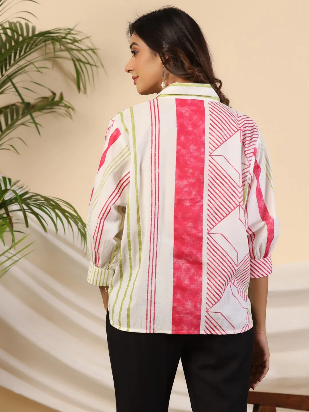 Jashvi Pleated Off-White High Low Cotton Tunic With Contrast Beads And Sequenced Kantha Work