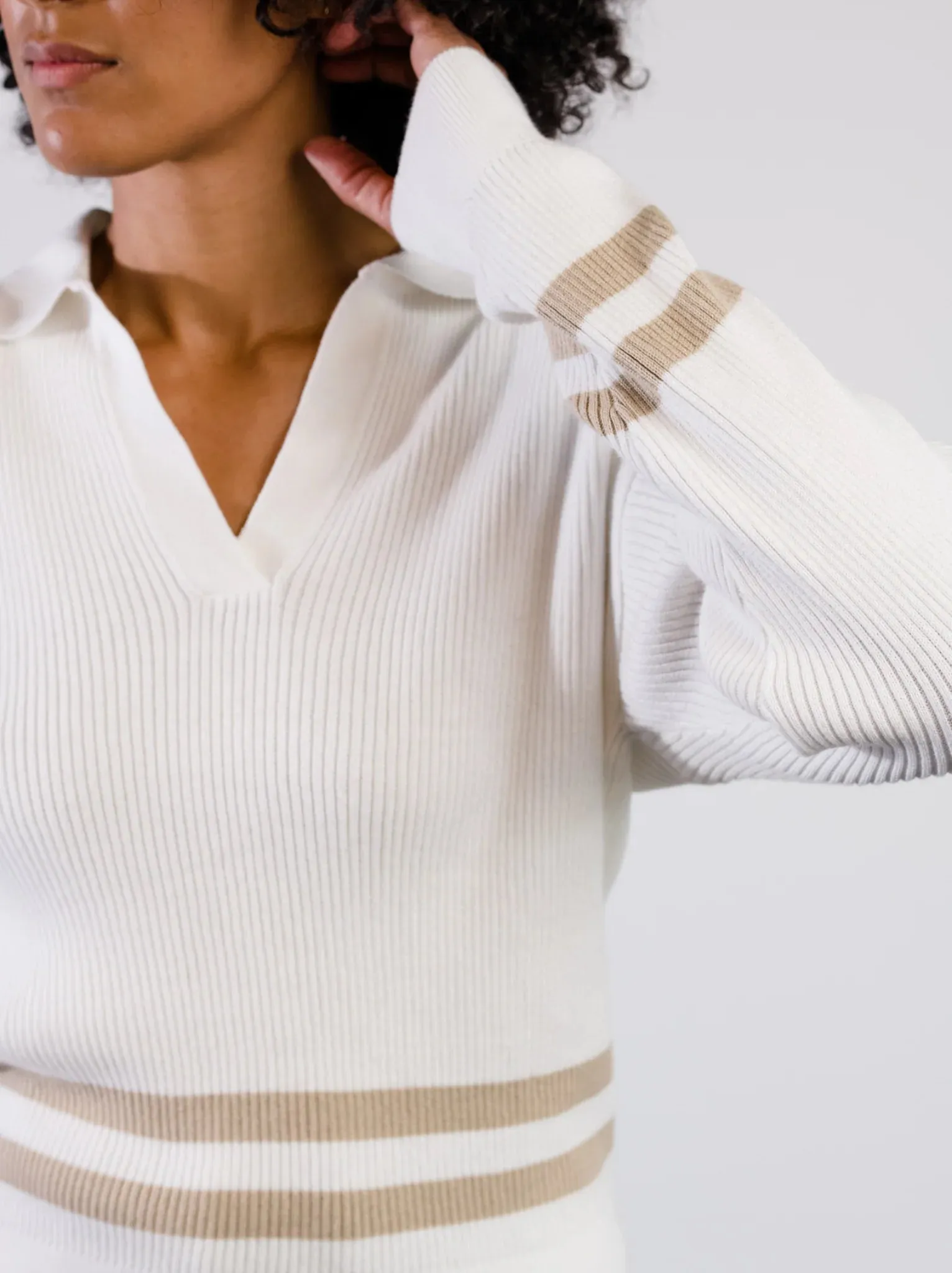 Jenna Polo Sweater - Almond & Brown Sugar