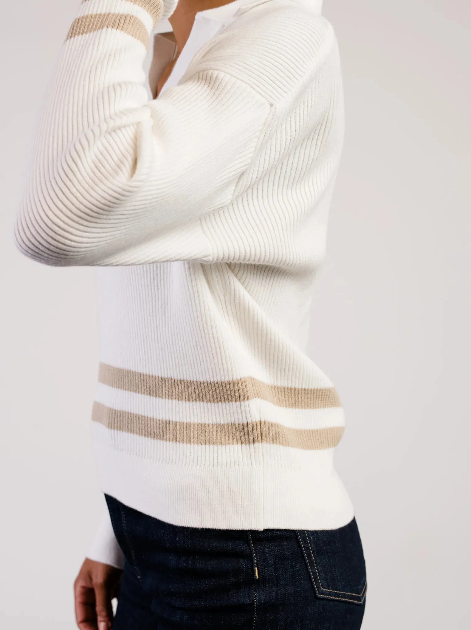 Jenna Polo Sweater - Almond & Brown Sugar