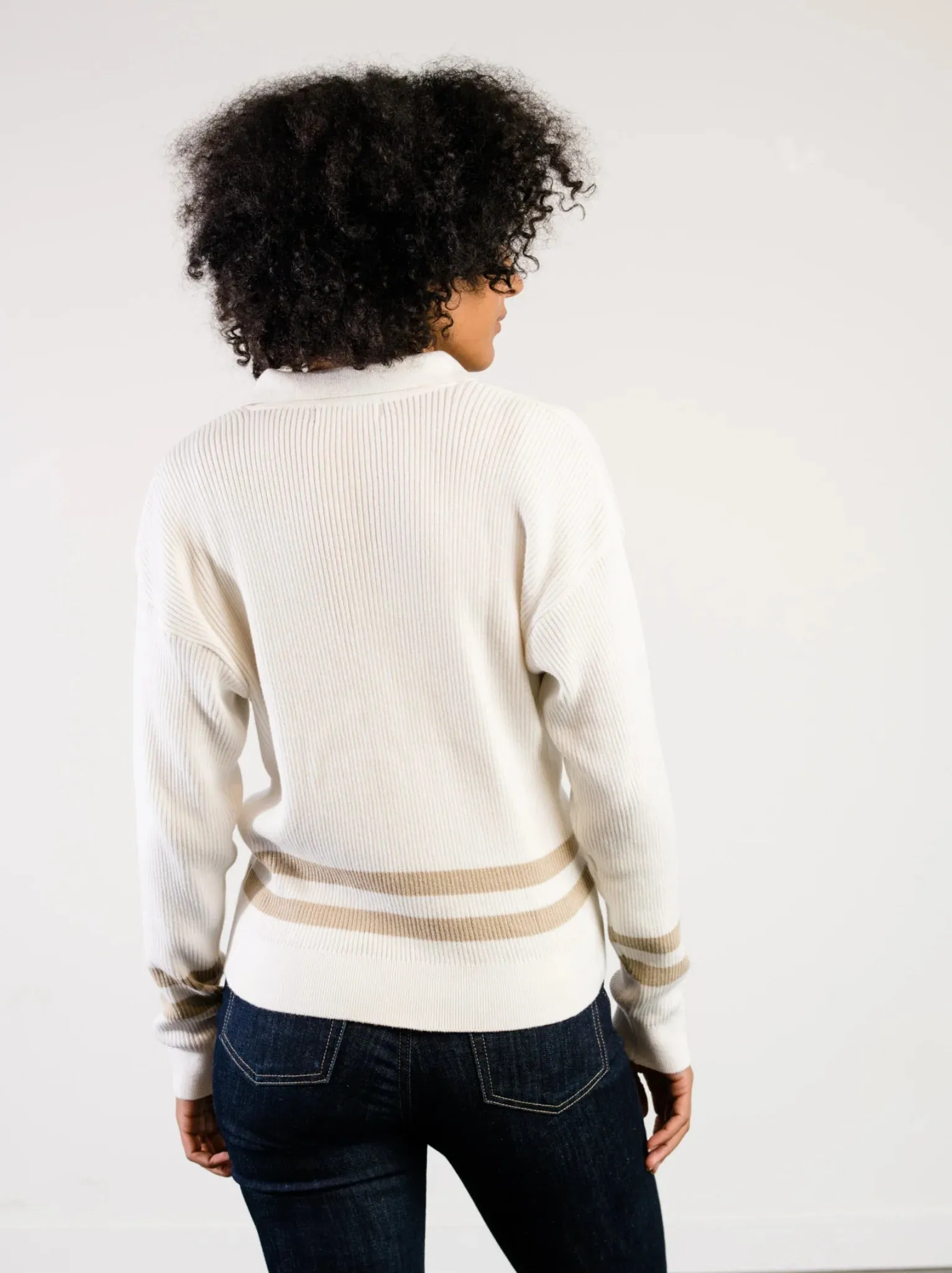 Jenna Polo Sweater - Almond & Brown Sugar