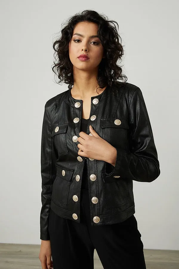 Joseph Ribkoff Faux Leather Cropped Jacket