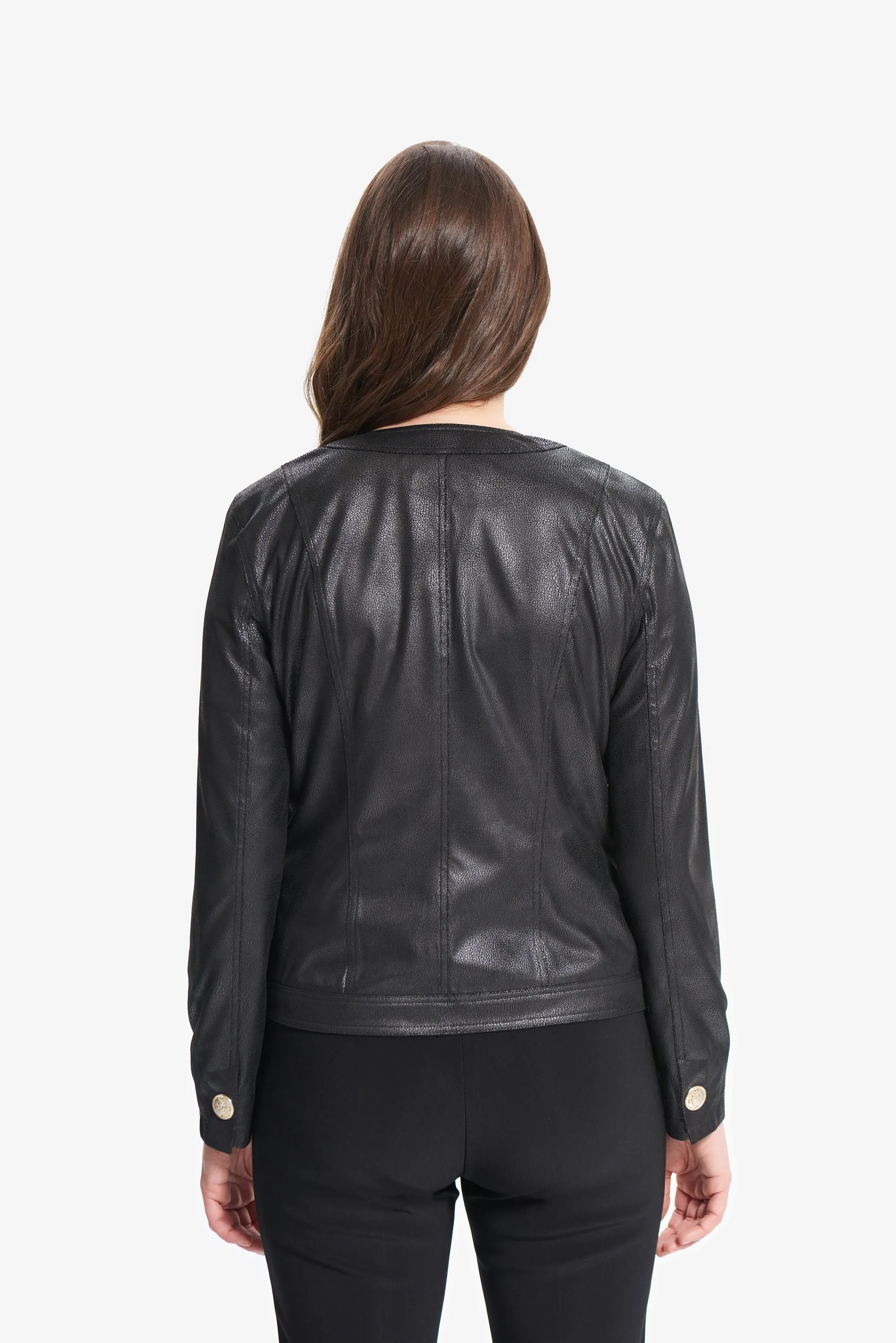 Joseph Ribkoff Faux Leather Cropped Jacket