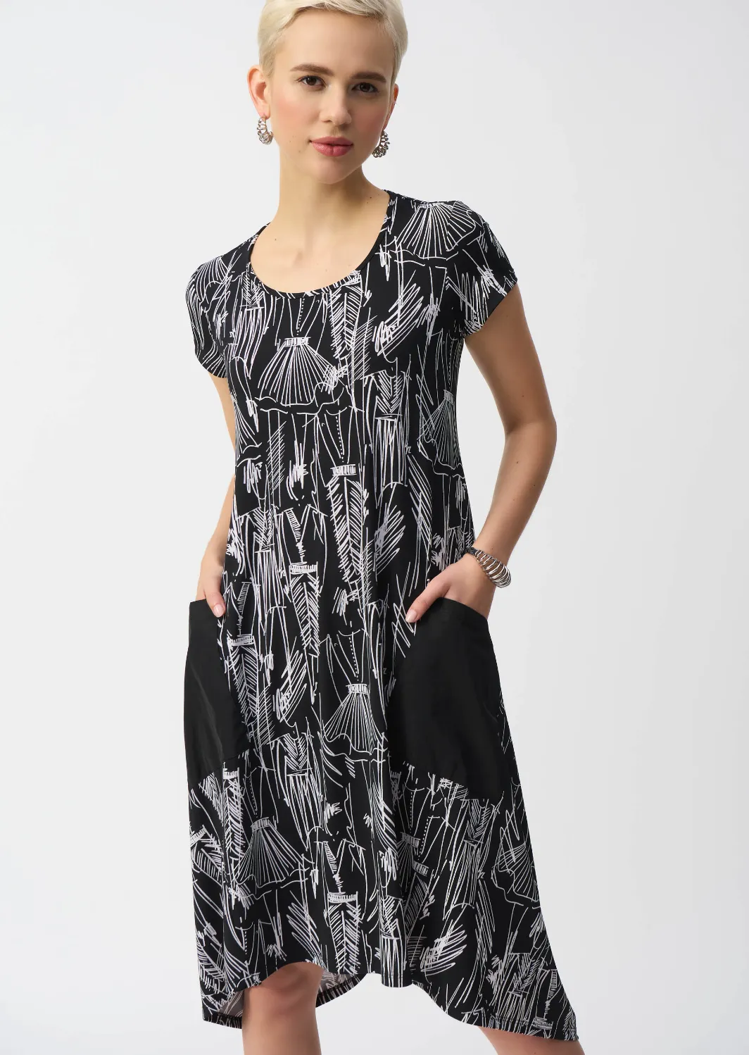 Joseph Ribkoff - Silky Knit Conversational Print Cocoon Dress