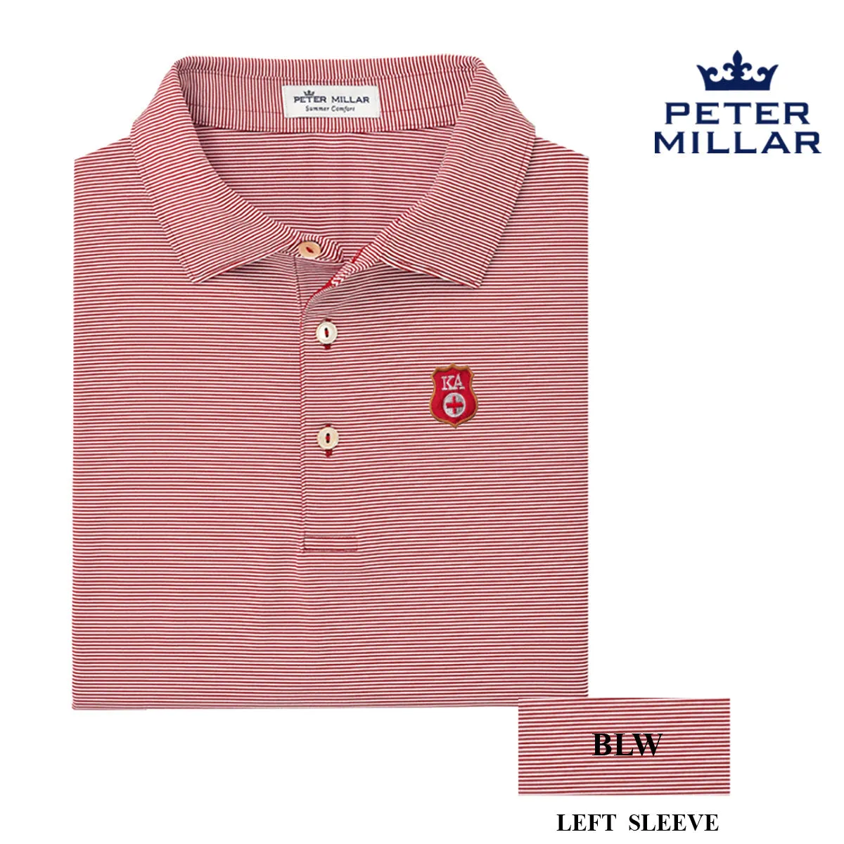 Kappa Alpha Personalized Peter Millar Jubilee Stripe Stretch Jersey Polo with Crest