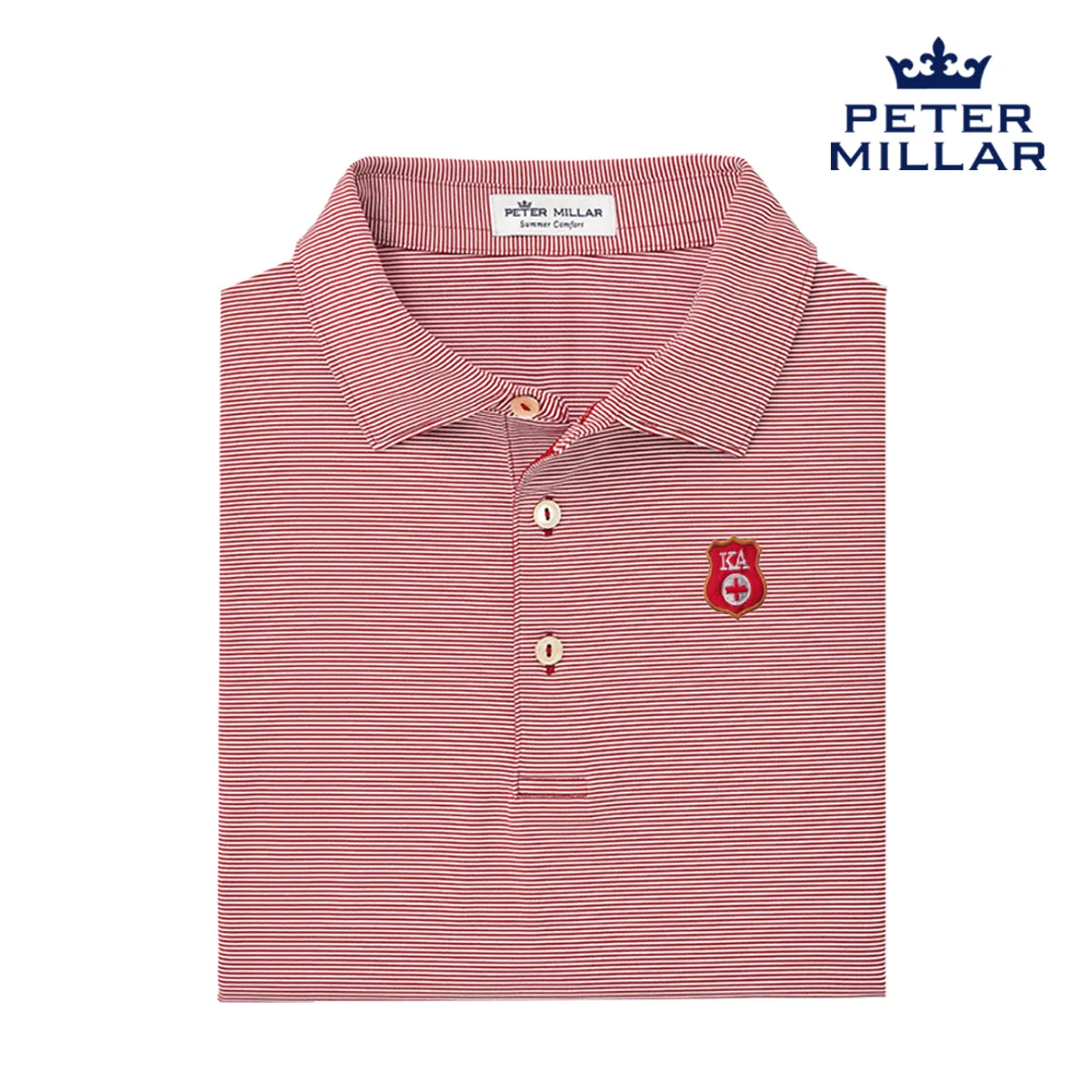 Kappa Alpha Peter Millar Jubilee Stripe Stretch Jersey Polo with Crest