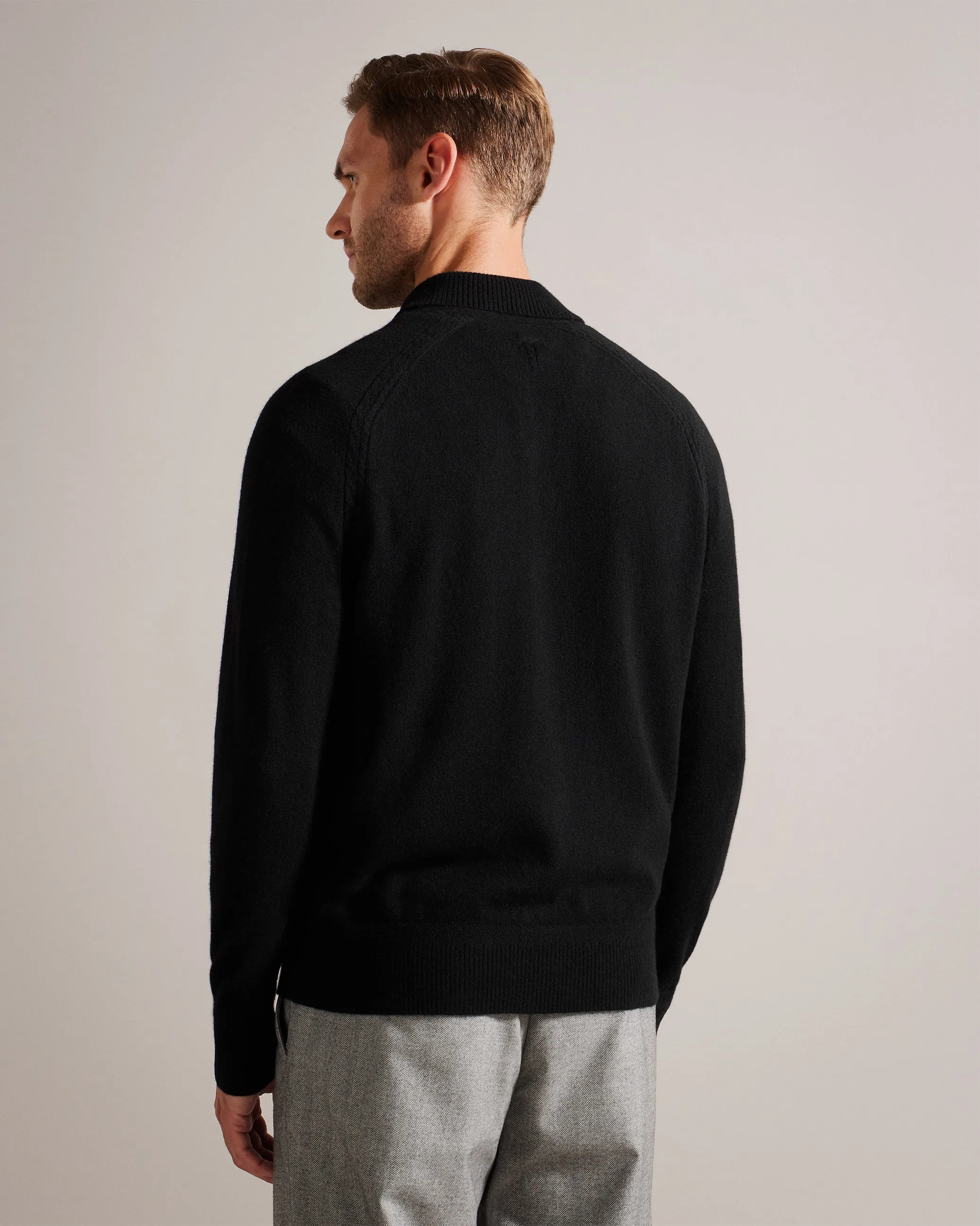 Karolt Ls Cashmere Cable Textured T Polo Black