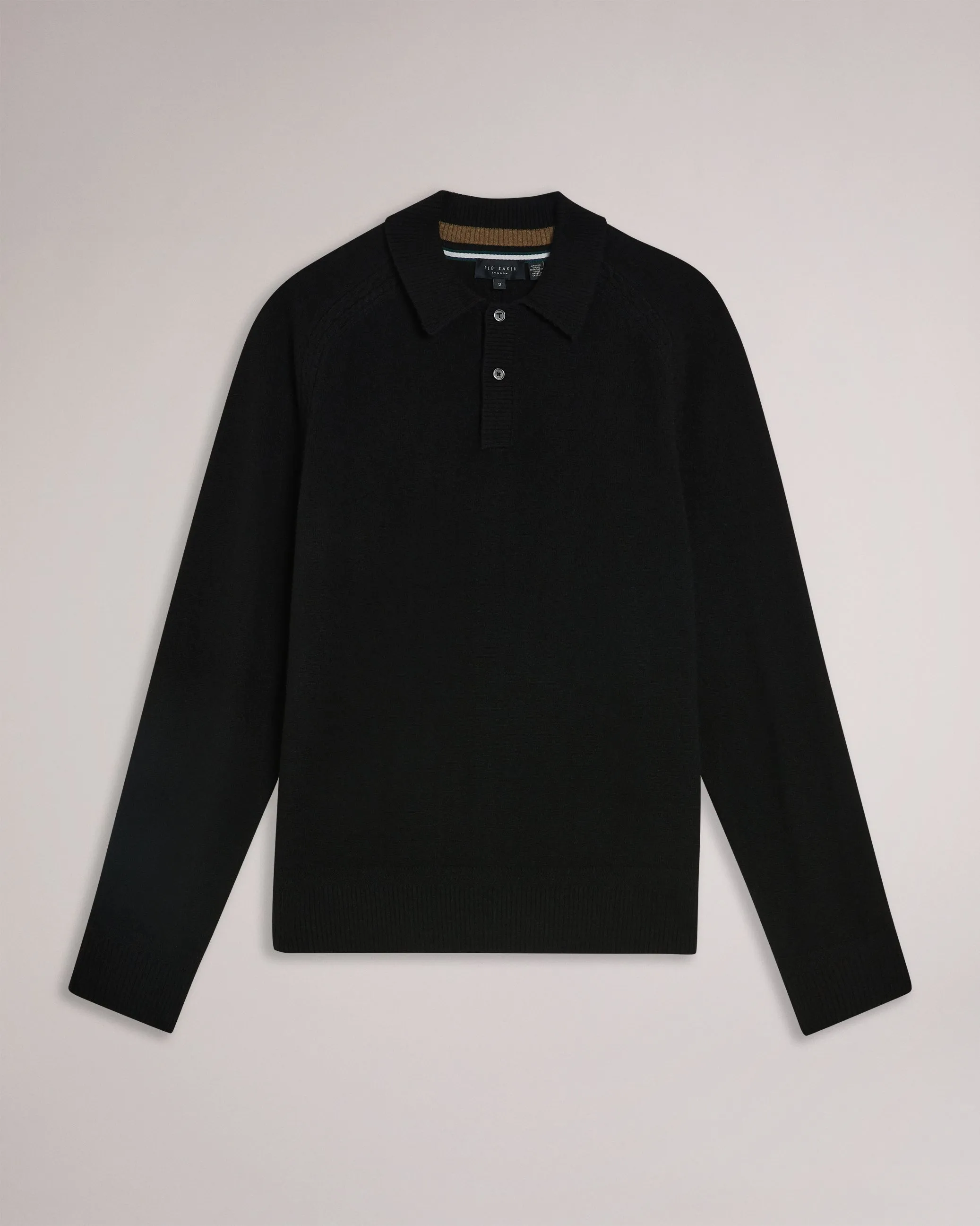 Karolt Ls Cashmere Cable Textured T Polo Black