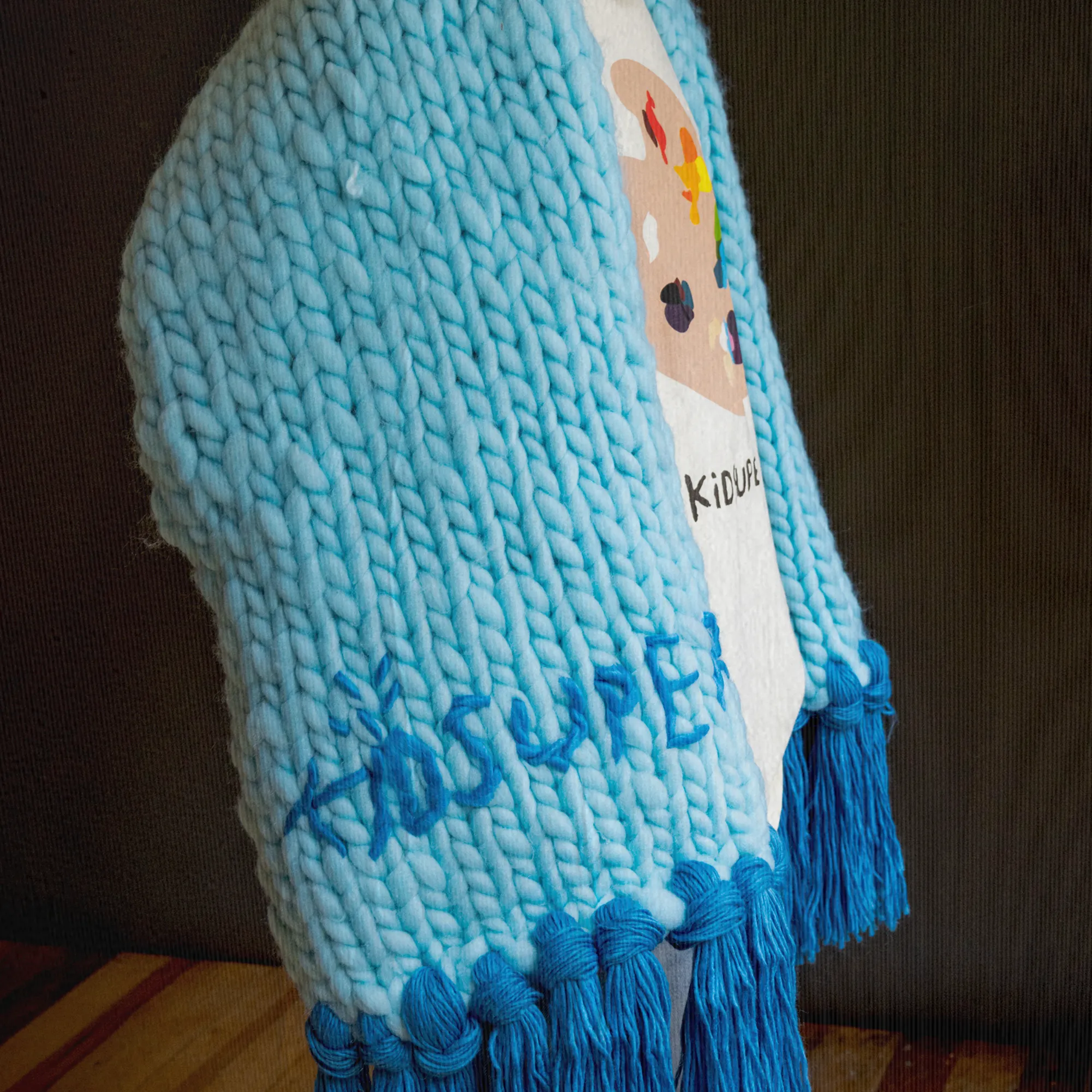 Kidsuper Hand Knit Chunky Scarf Blue