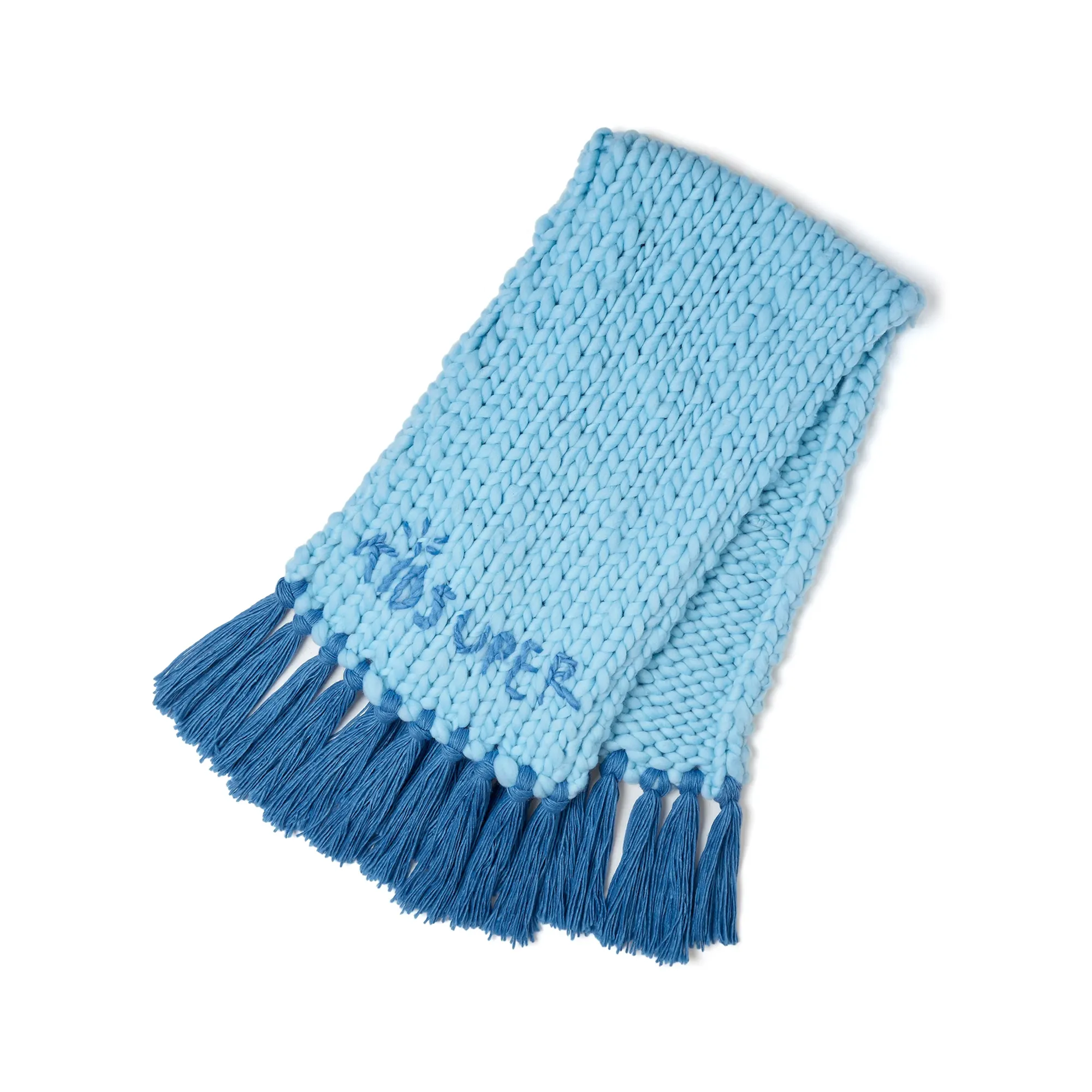 Kidsuper Hand Knit Chunky Scarf Blue