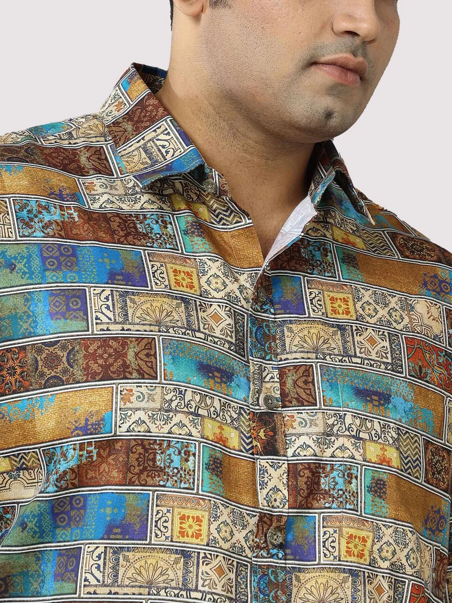 King Mens Printed Casual Half Shirt Men's Plus Size