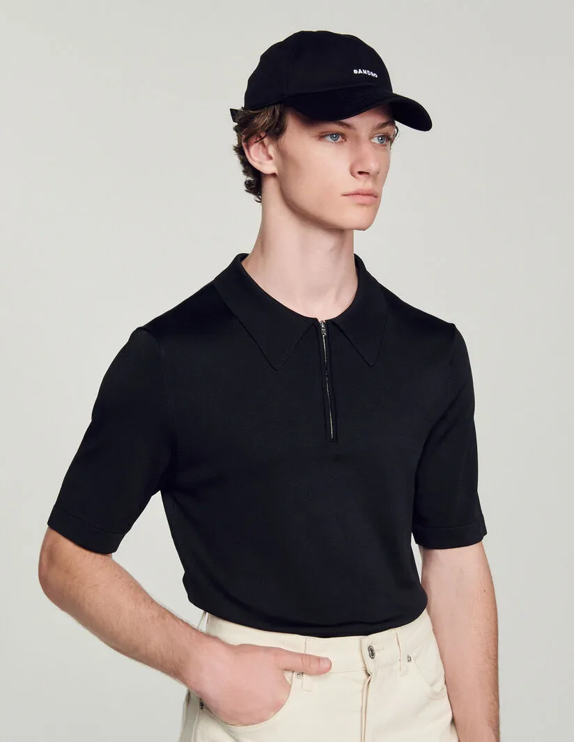 Knitted Polo Shirt With Zip Collar