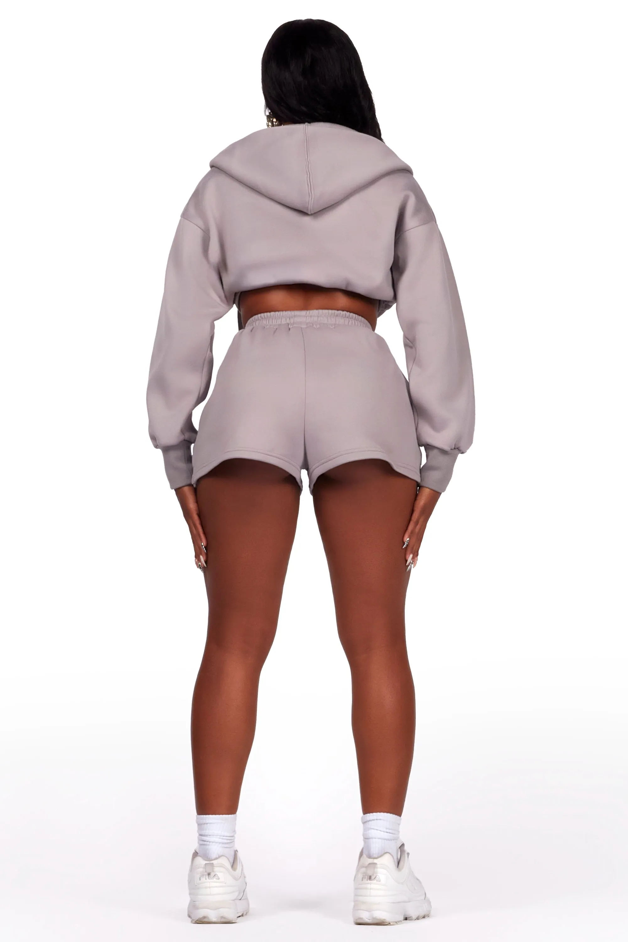 Kristiane Grey Zip Up Short Set