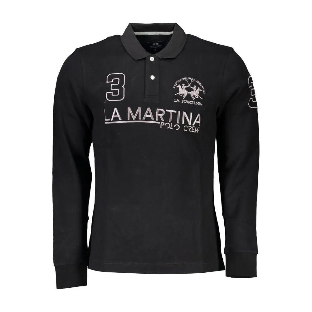 La Martina Elegant Long Sleeved Black Polo