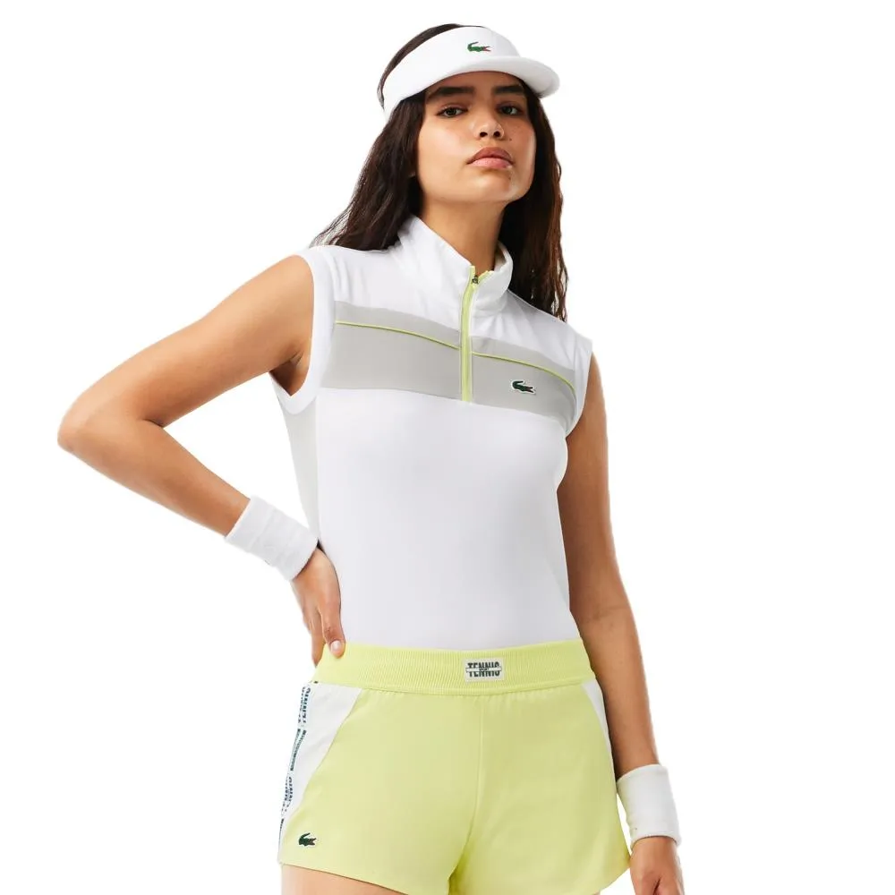 Lacoste Women's Pique Sleeveless Polo - White/Grey