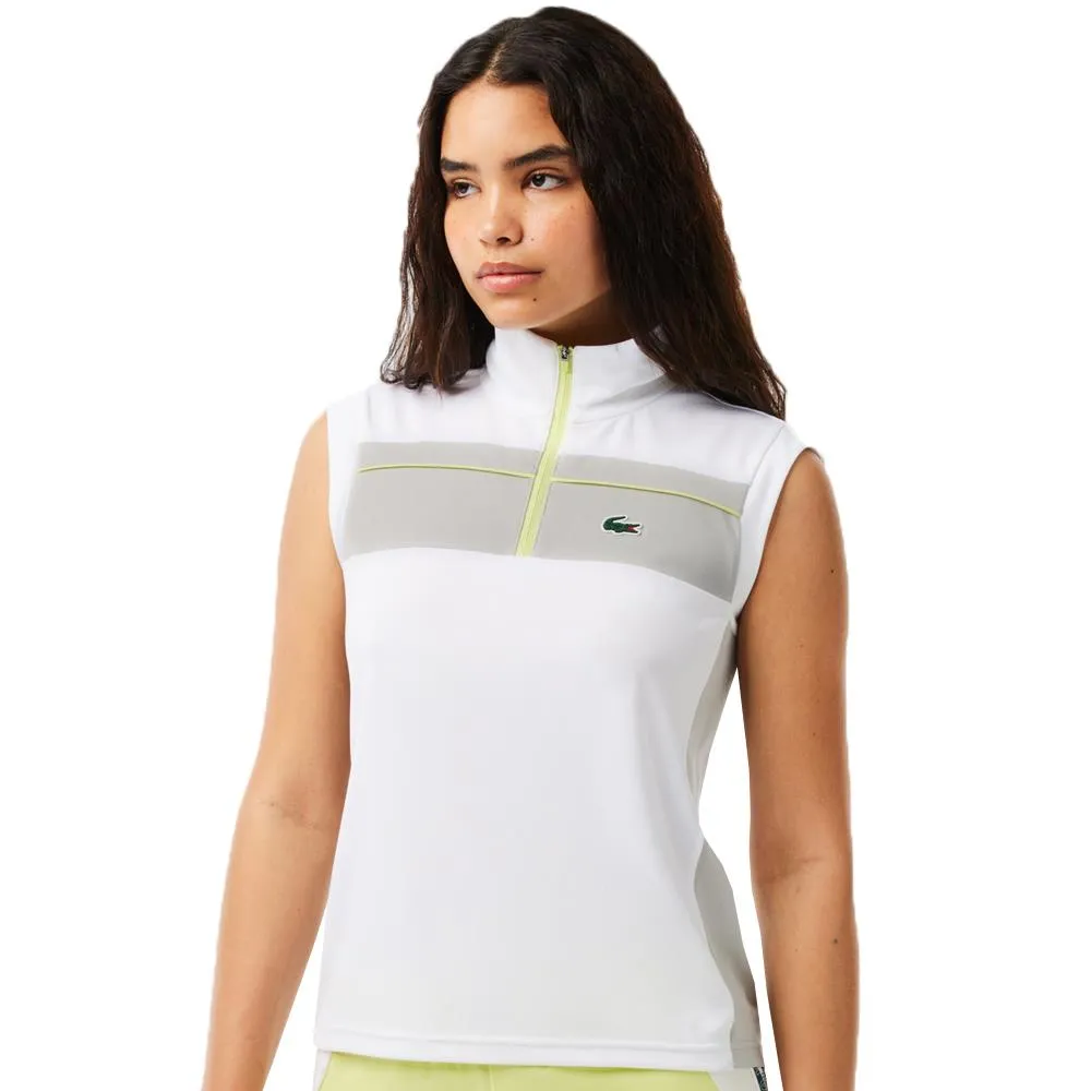 Lacoste Women's Pique Sleeveless Polo - White/Grey