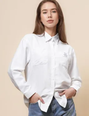 Ladies Turndown Collar Botton Down Smile Shirt SKT4870