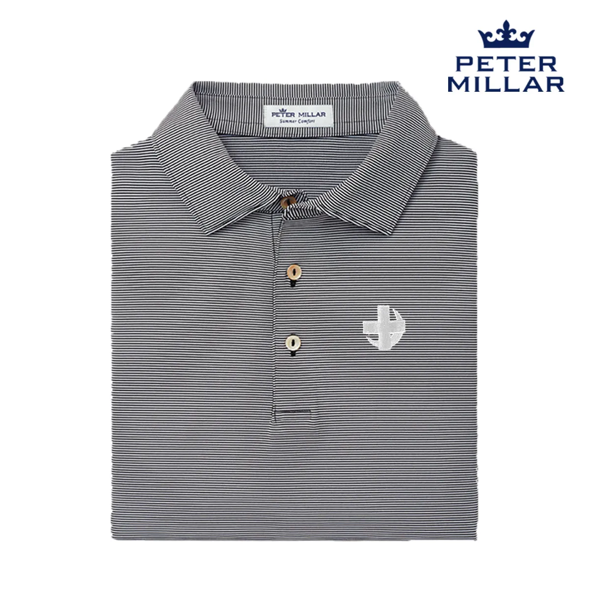 Lambda Chi Peter Millar Jubilee Stripe Stretch Jersey Polo with Symbol