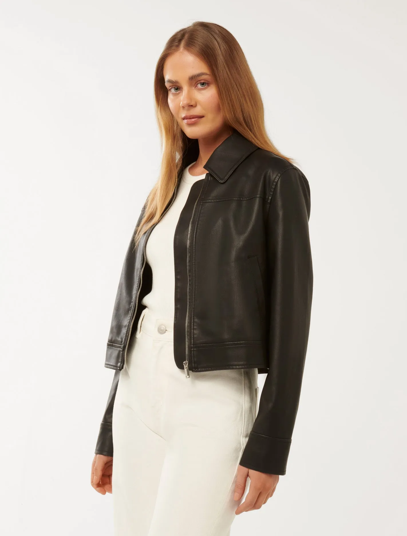 Larissa Top Collar Pu Jacket