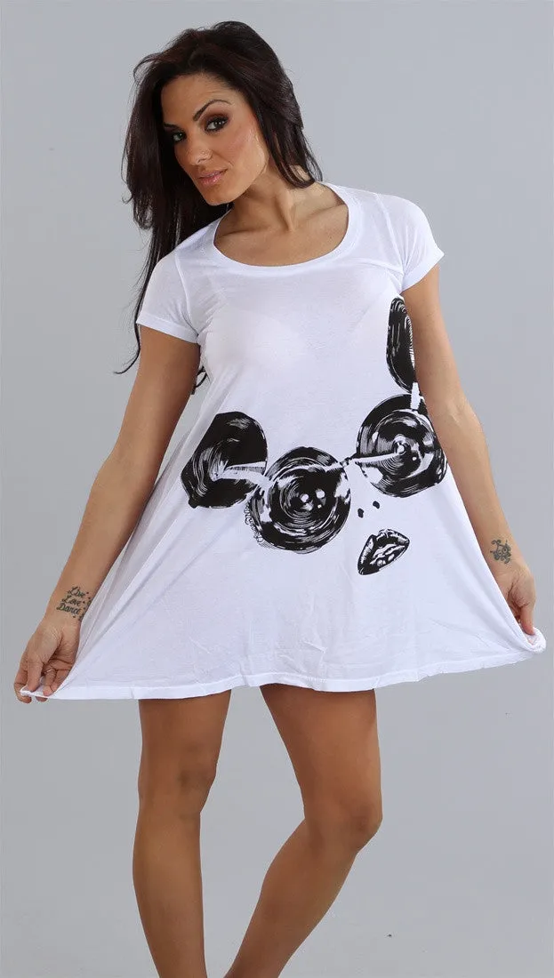 Lauren Moshi Gaga Short Sleeved T-shirt Dress in White