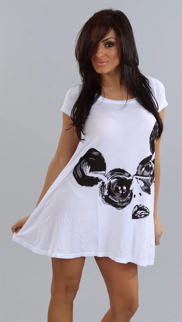 Lauren Moshi Gaga Short Sleeved T-shirt Dress in White