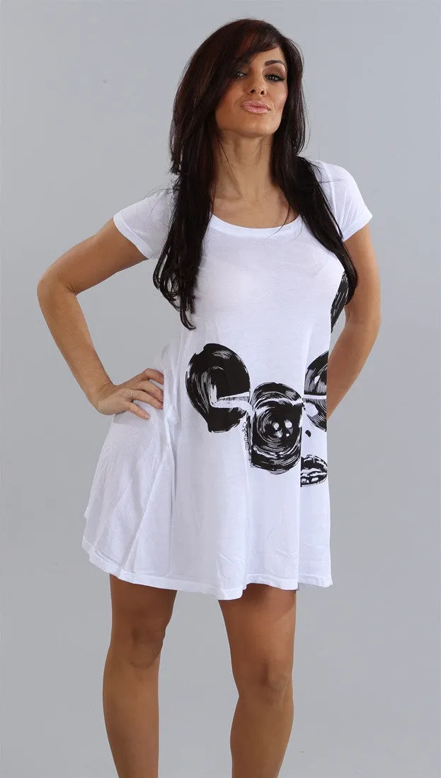 Lauren Moshi Gaga Short Sleeved T-shirt Dress in White