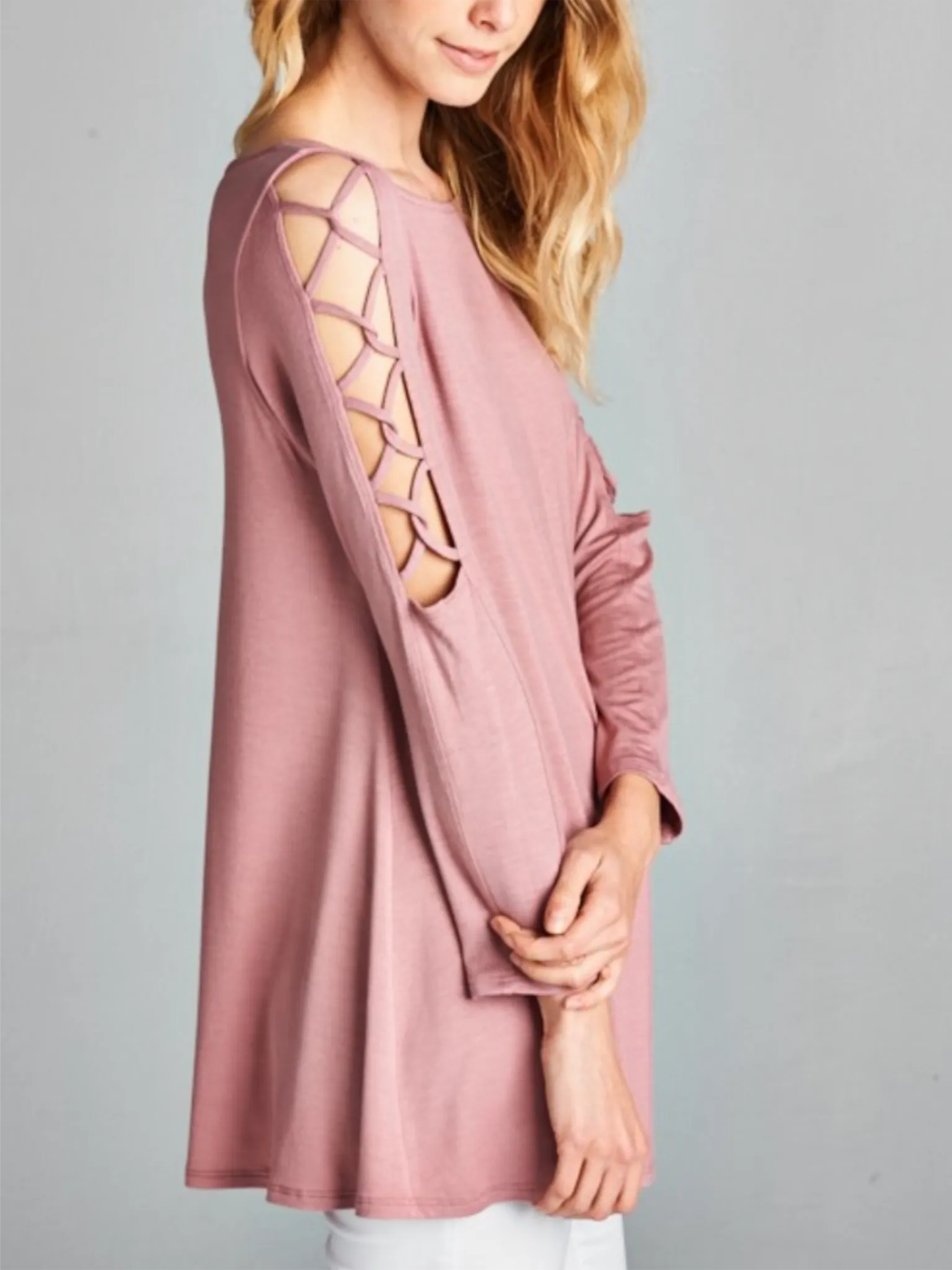 Lauren Open Sleeve Top - Mauve