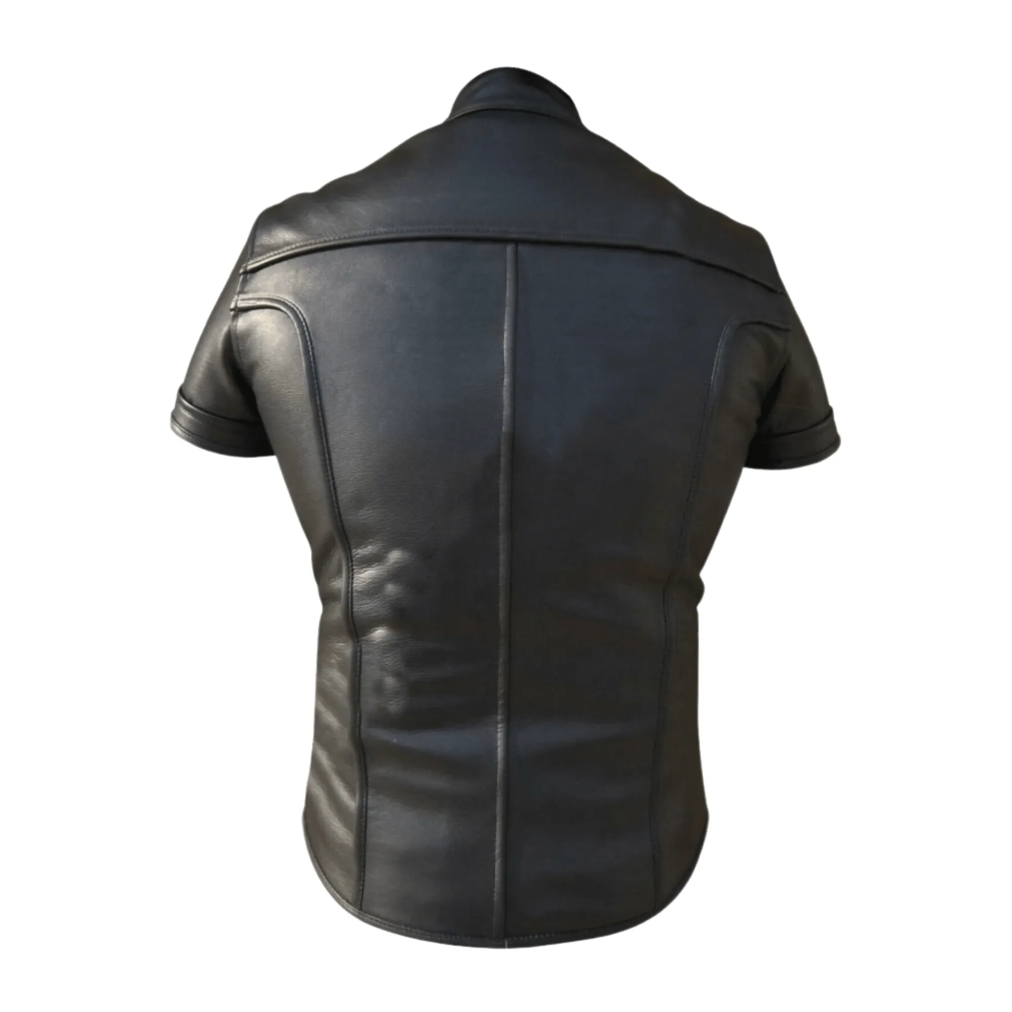 Leather Short Sleeve Shirt for Men