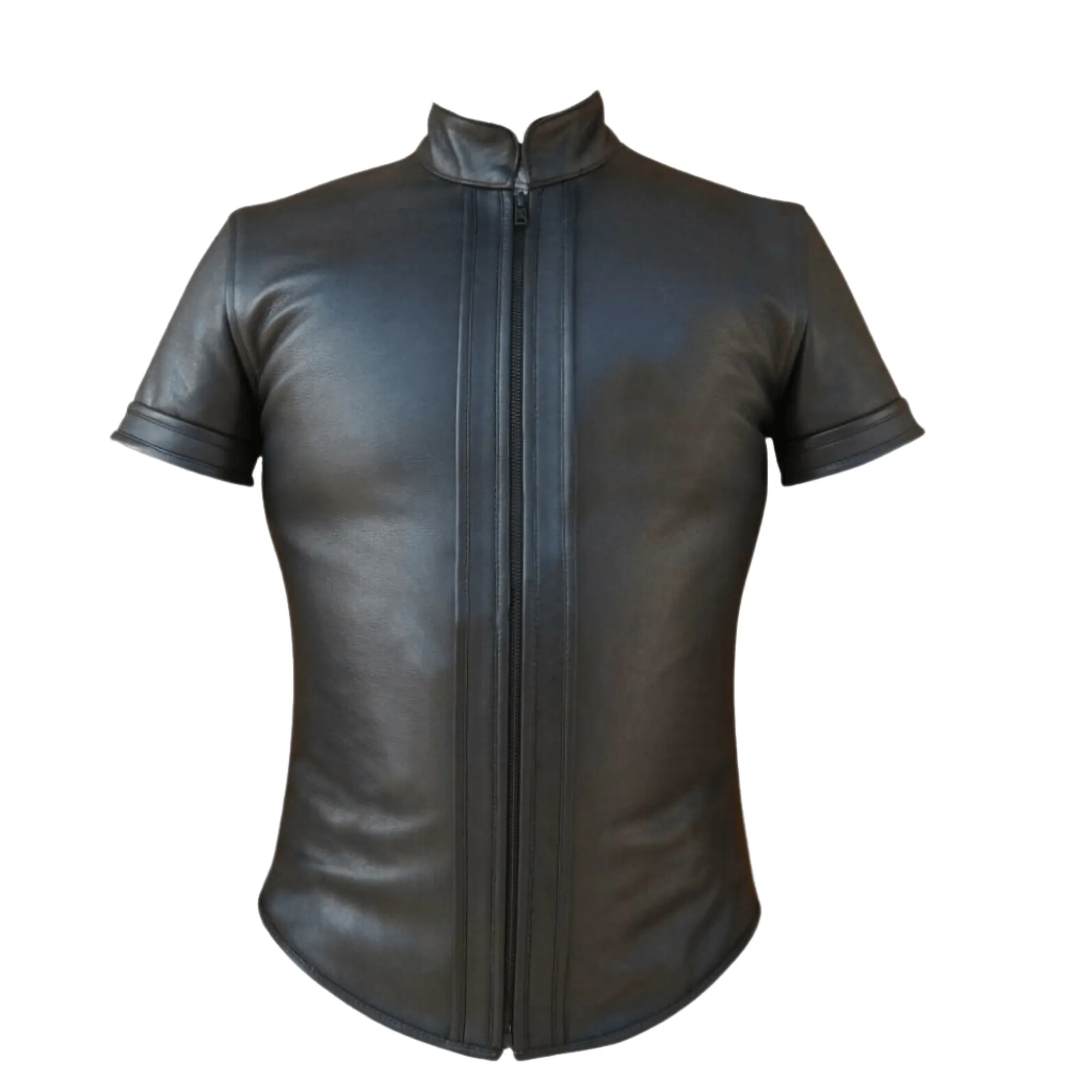 Leather Short Sleeve Shirt for Men