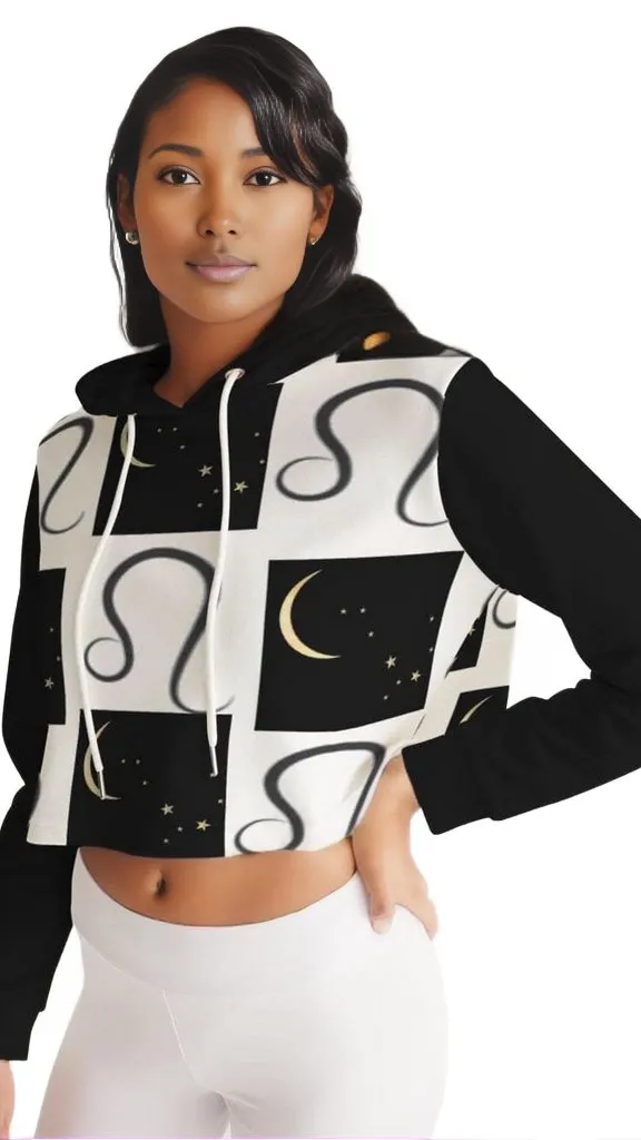 Leo Moon  Womens Cropped Hoodie