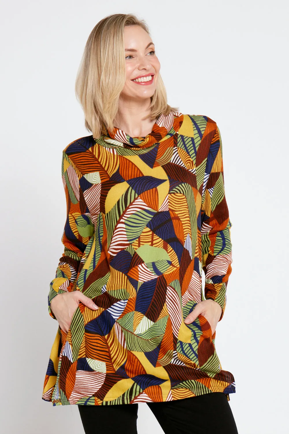 Lina Cowl Knit Tunic - Autumnal