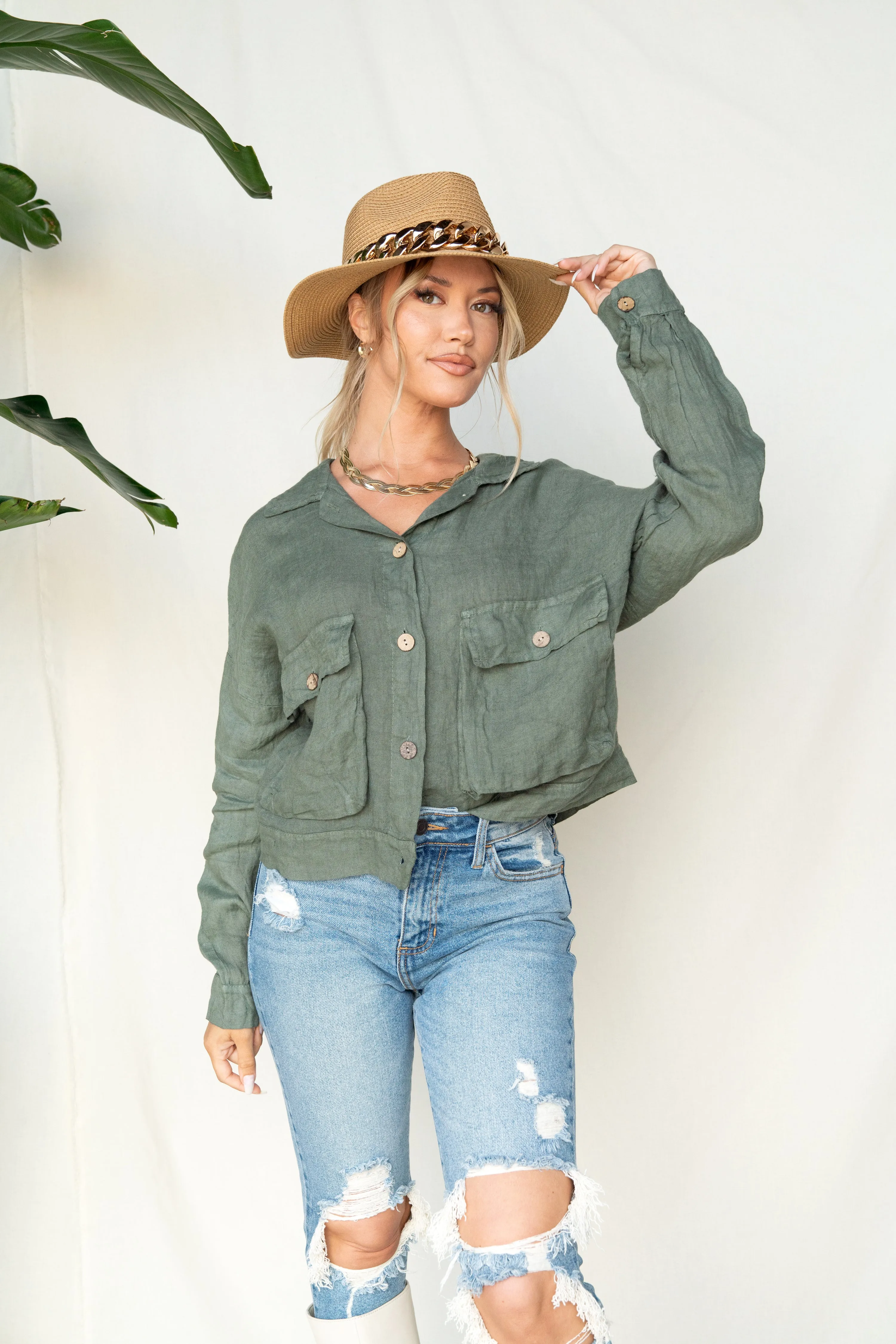 Linen Cropped Jacket