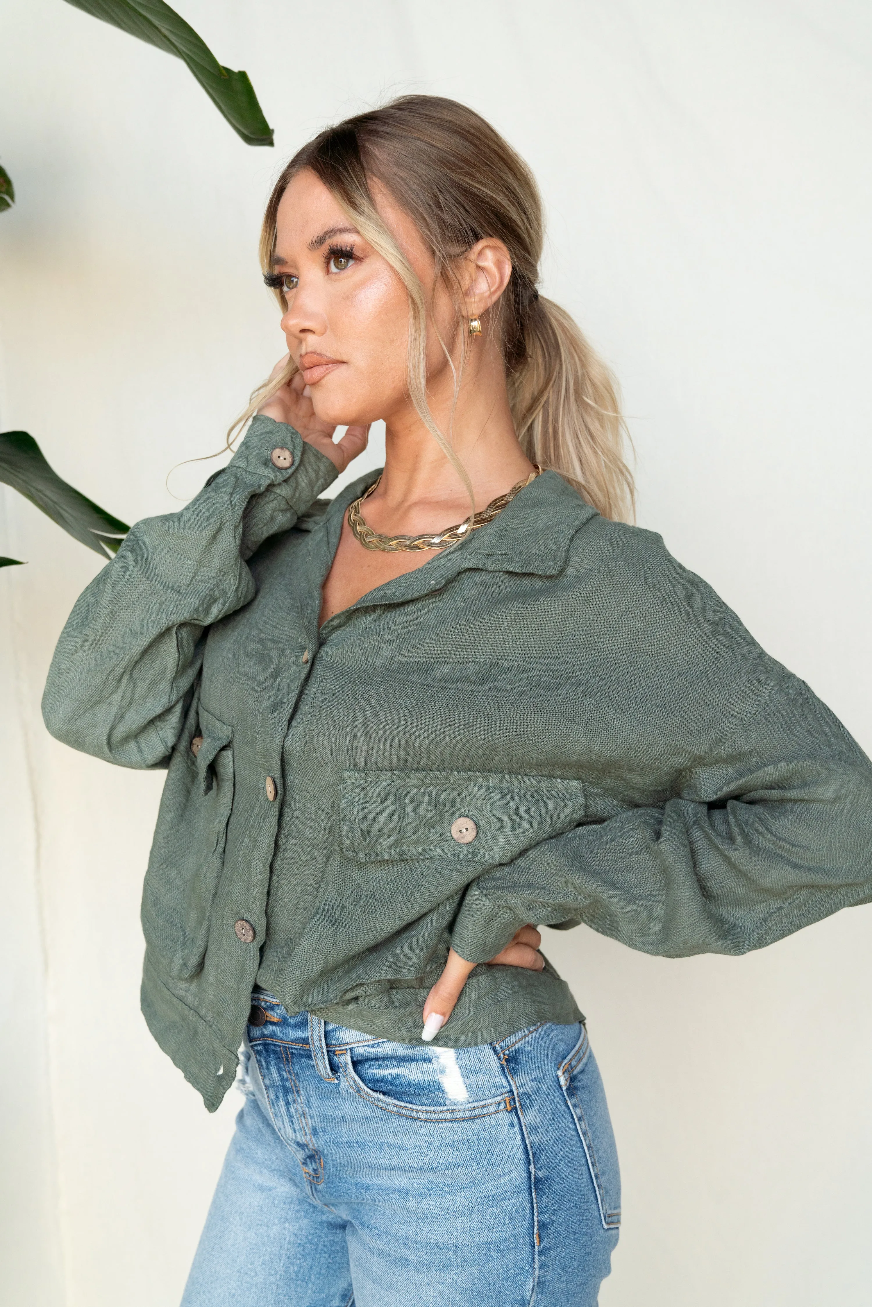 Linen Cropped Jacket